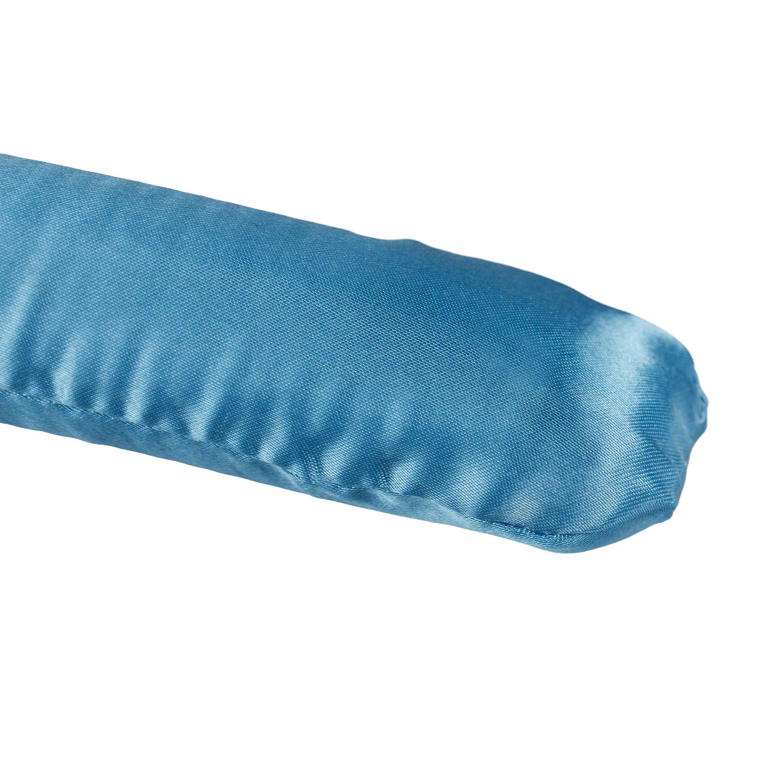 Relaxdays Satynowy wieszak na ubrania, 10 sztuk, miękka wyściółka, obrotowe haczyki o 360°, dekoracyjna kokarda, szerokość 38 cm, jasnoniebieski, 10 sztuk
