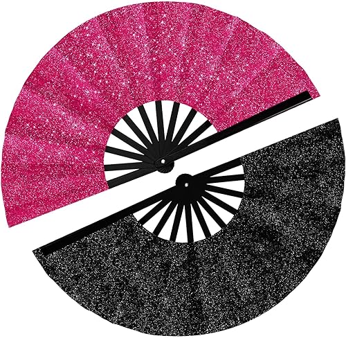 Miniatura 35 de Maitys 2 piezas de abanico de mano plegable grande para baile en línea, abanico de nailon plegable para festival chino de Kung Fu, manualidades,