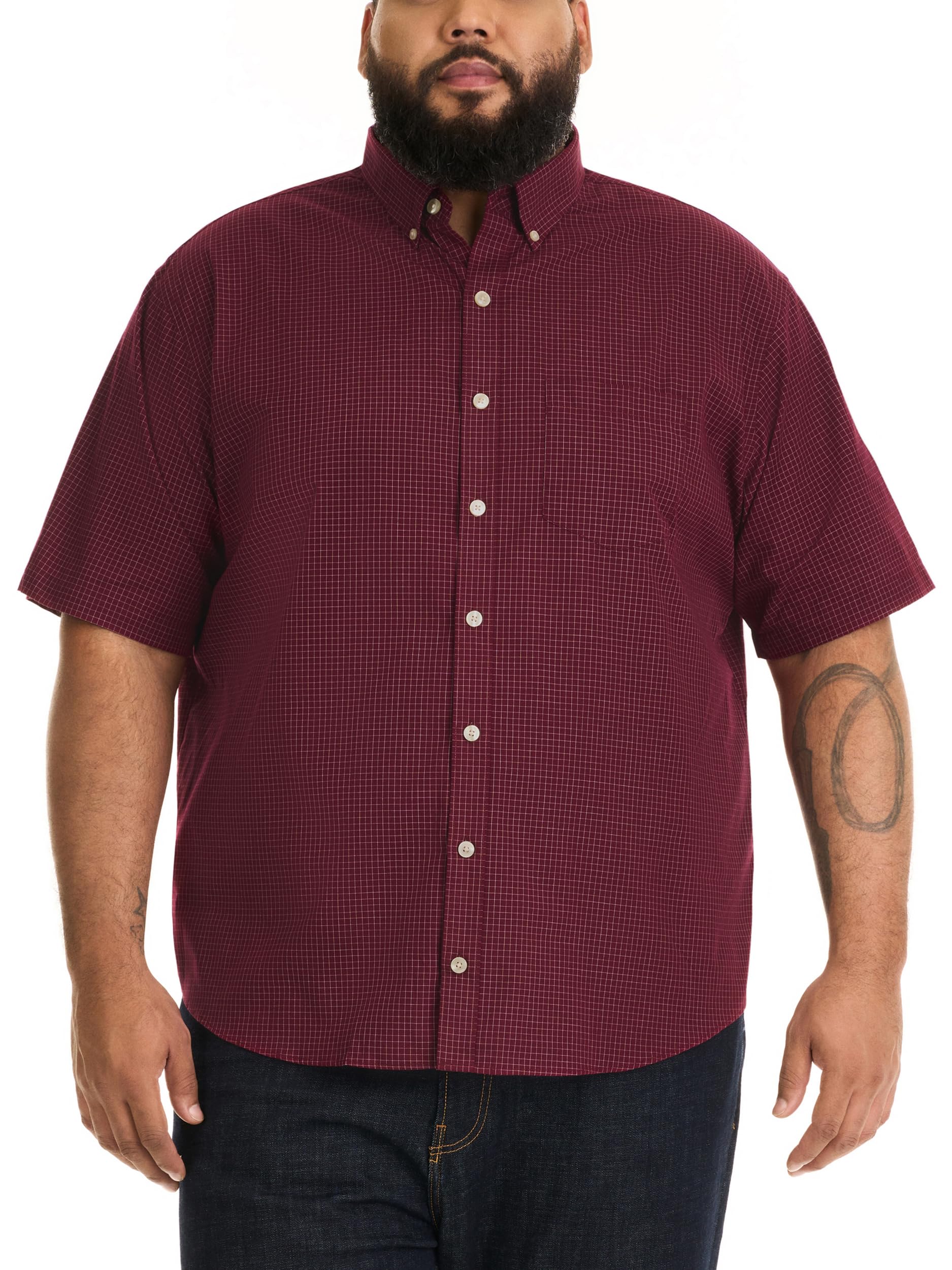 Van Heusen Men's Big and Tall Wrinkle Free Short Sleeve Button Down