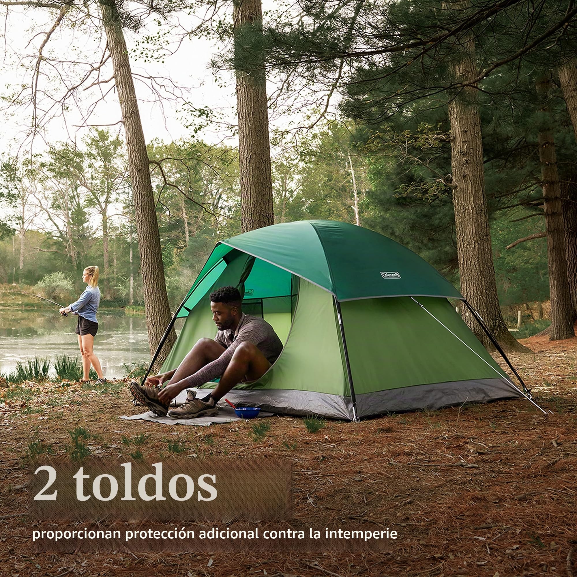 Coleman Sundome Tienda de campaña para 2/3/4/6 Personas, se Monta en 10 Minutos, Resistente a la Intemperie, para Camping, Festivales, jardín, Fiestas de Pijamas y Mucho más
