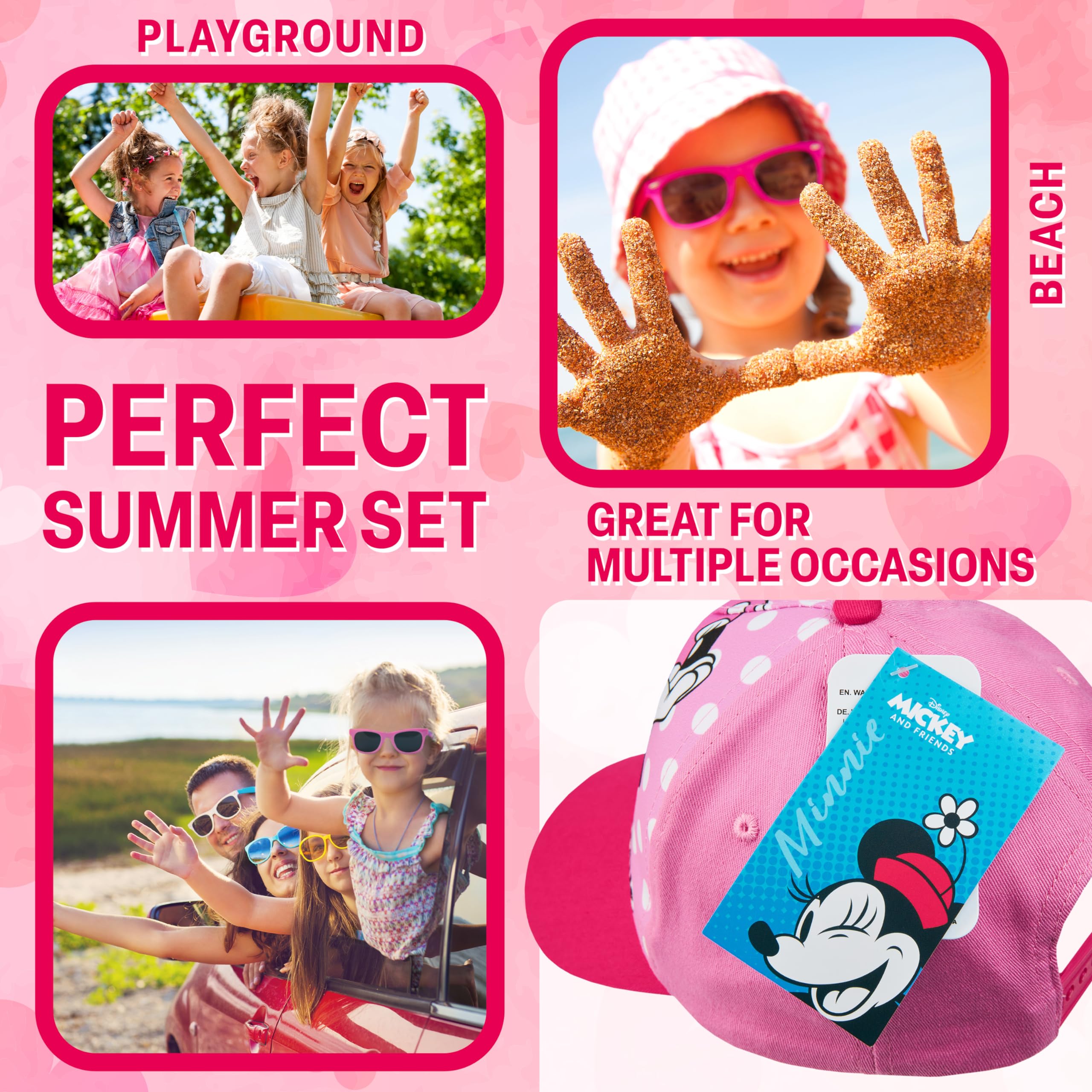 Disney Occhiali da Sole Bambina 100% UV e Regolabile Cappello Con Visiera