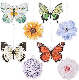 8Pcs Butterfly Flower Fairy Aesthetic Car Air Fresheners Incense Chips Scented Ornament, Car Rearview Mirror Pendant, 8 St...