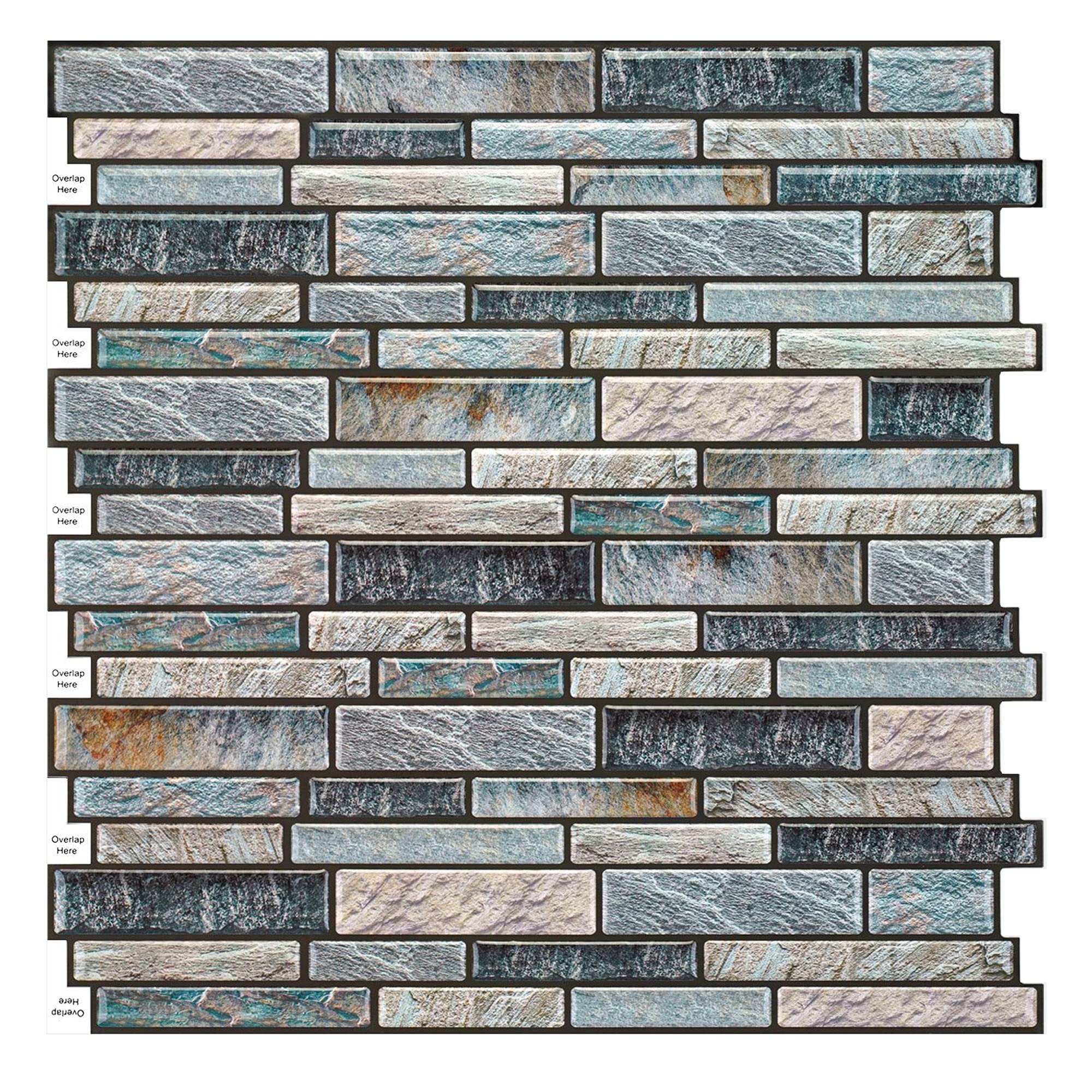 3D Imitation Brick Wall Stickers 3D DIY Tile Brick Wall Stickers Self Adhesive Wallpaper Decals PE Foam for Bedroom Kitchen Living Room Bathroom Decor 305 * 305mm 20PCS,Green