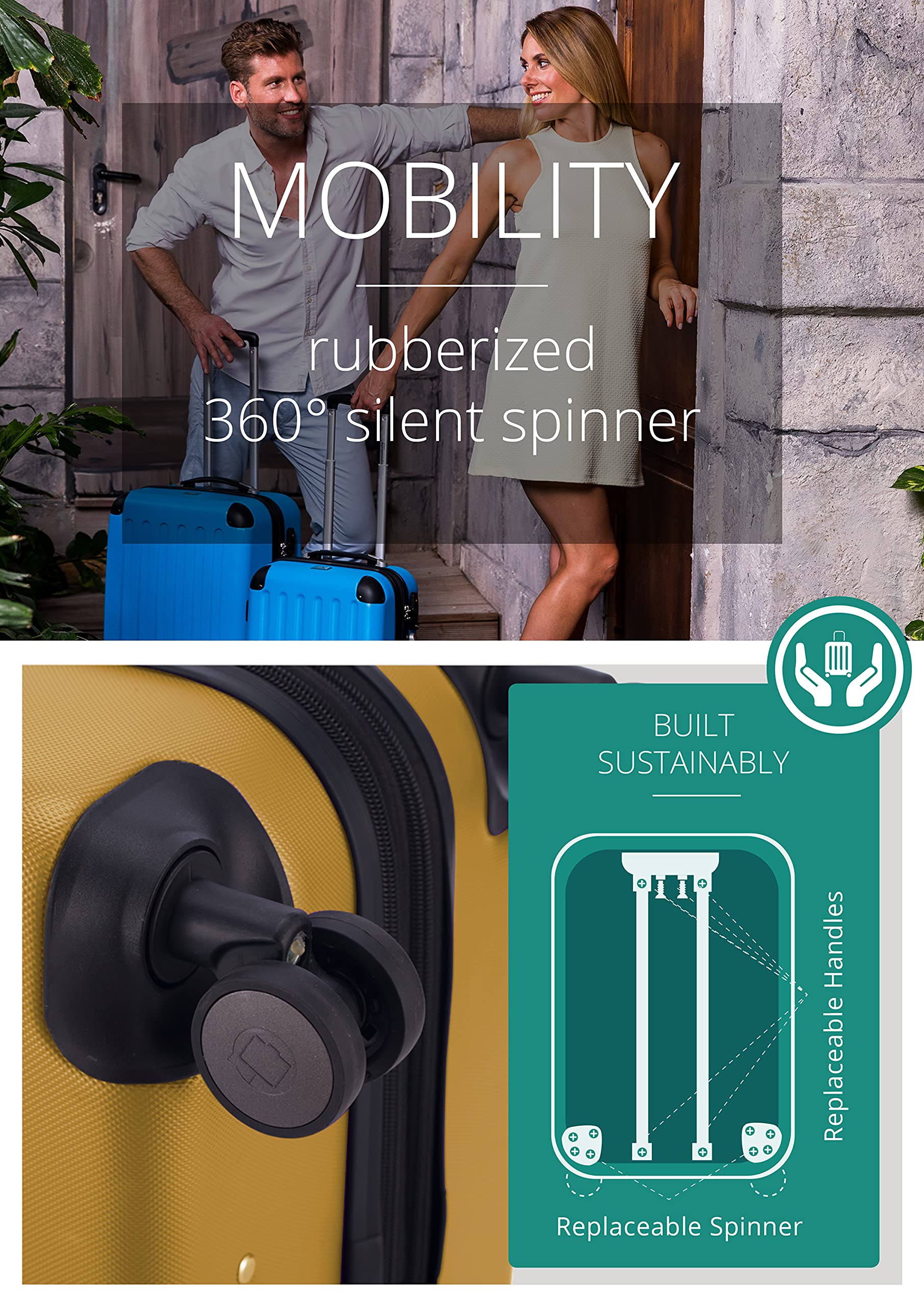 HAUPTSTADTKOFFER - SPREE - Valigia rigida, Trolley espandibile, Bagaglio con 4 ruote doppie, TSA, 75 cm, 119 litri, Autunno Oro