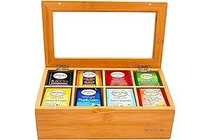 Natural Bamboo Tea Box Storage Organizer