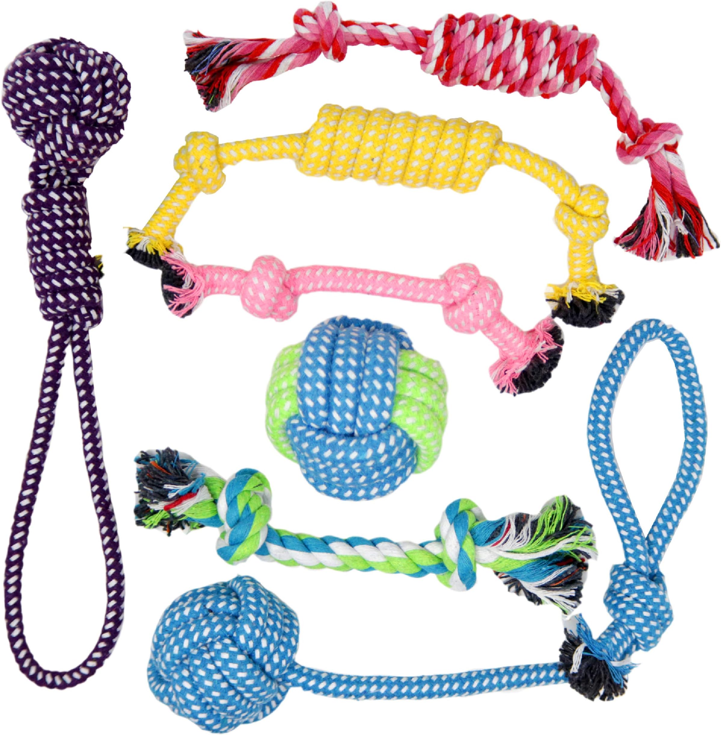 BK PRODUCTS LLCPuppy Toys & Dog Toys for Small Dogs - Fetch Toys and Chew Toys for Small Dogs and Puppies - Set of 7 Value Pack - Chewing Toy - Teething Toy - Tug of War
