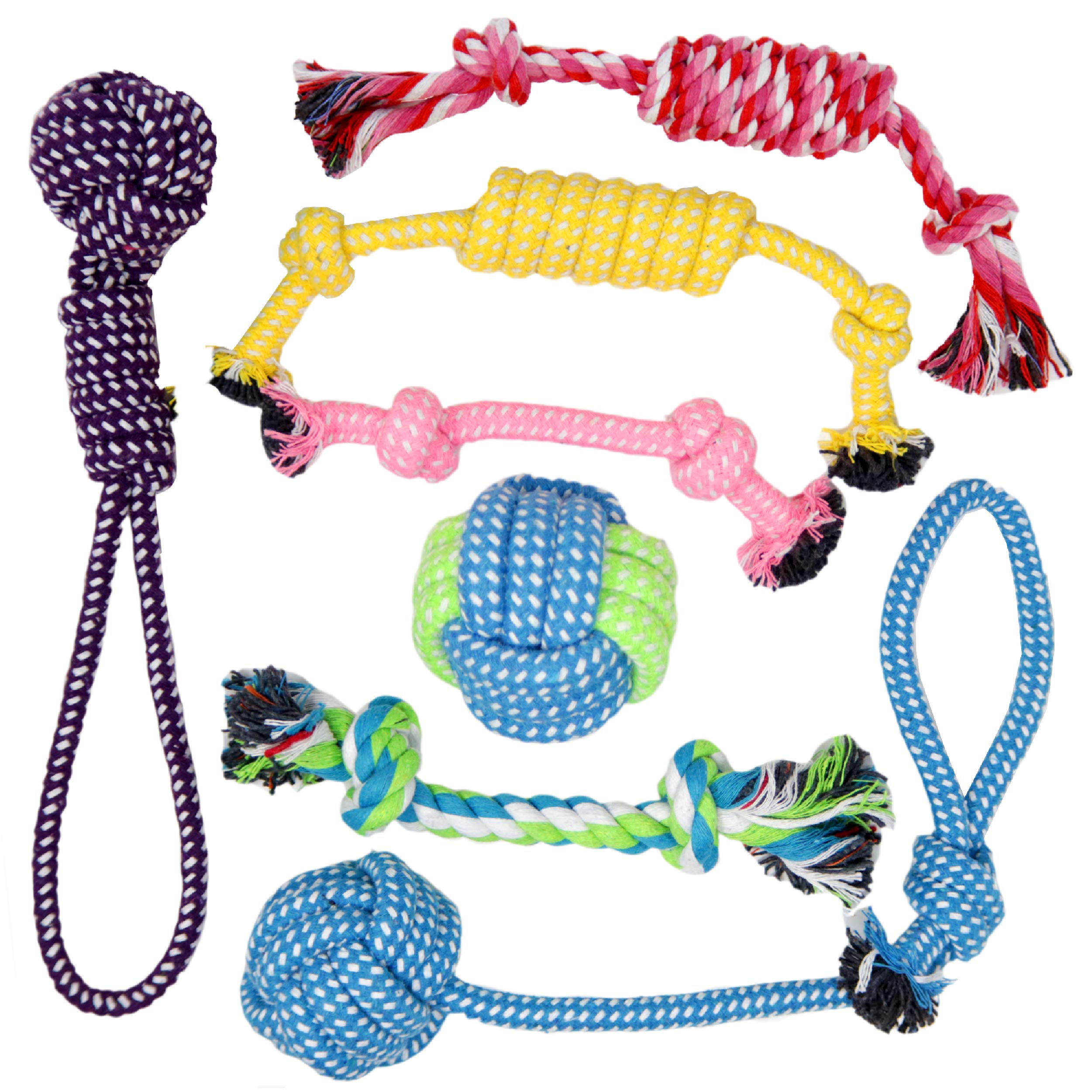 BK PRODUCTS LLCPuppy Toys & Dog Toys for Small Dogs - Fetch Toys and Chew Toys for Small Dogs and Puppies - Set of 7 Value Pack - Chewing Toy - Teething Toy - Tug of War