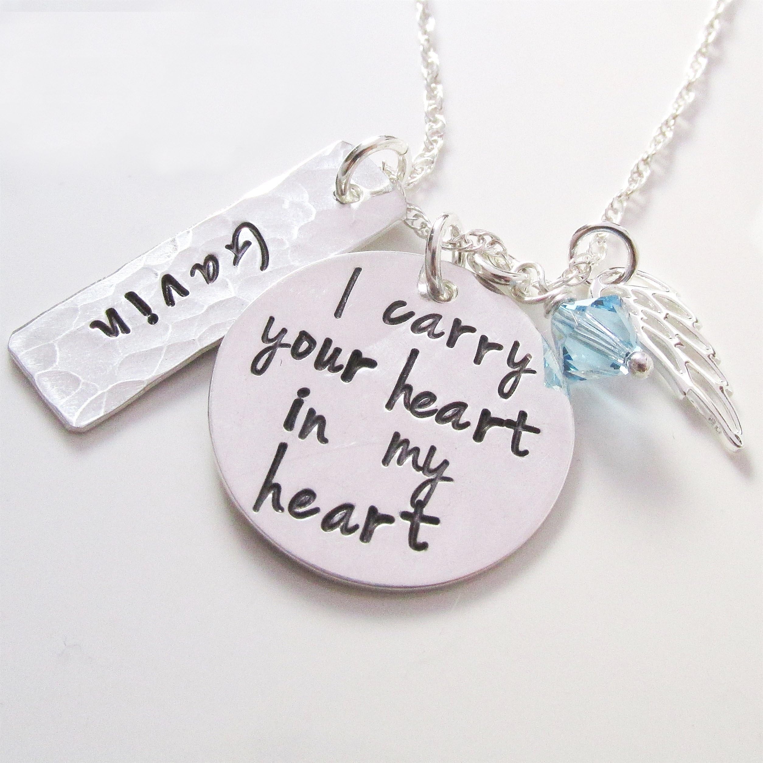 Remembrance Necklace - I Carry Your Heart - personalized memorial necklace