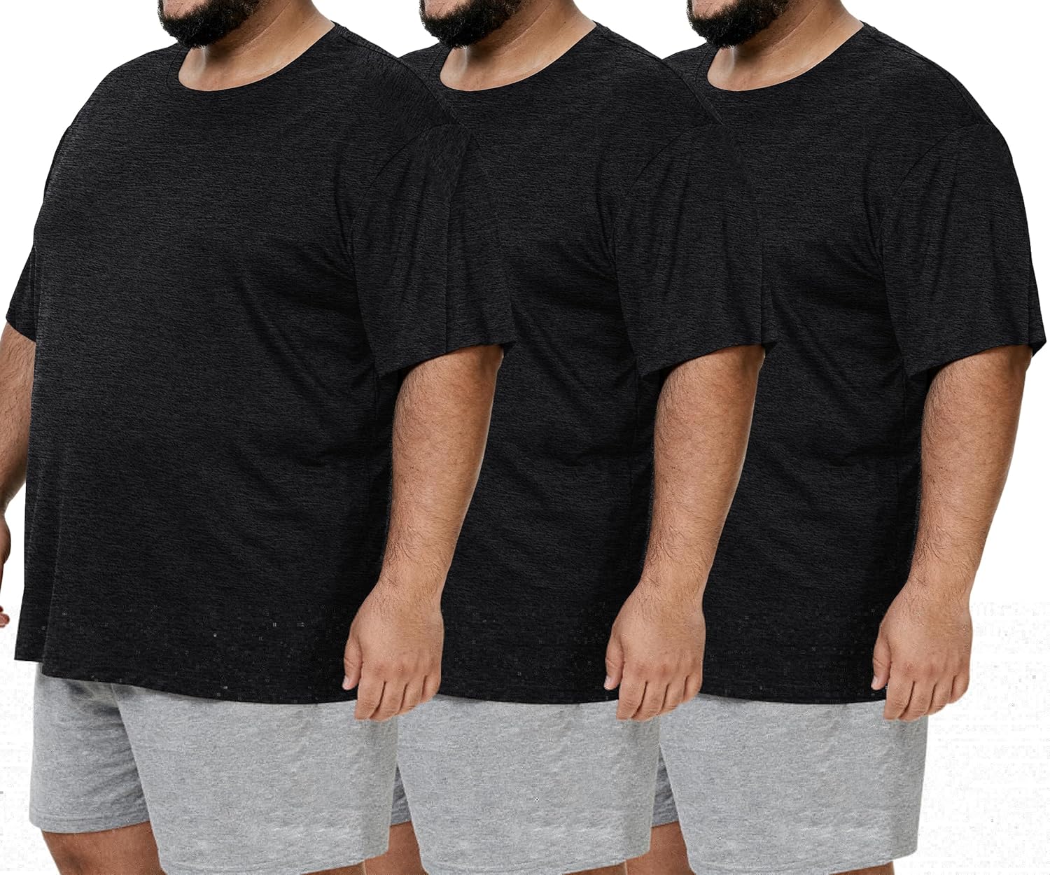 3 Pack Men's Big and Tall Shirts - Short Sleeve Workout Quick Dry T-Shirts Crew Neck Moisture Wicking Tshirts (3XL-5XL)