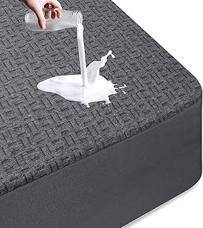 Twin XL Waterproof Mattress Protector, 3D Breathable Viscose from Bamboo Mattress Pad, Soft Noiseless Mattress Cover Bed Cover Fitted 8''-21'' Deep Pocket, Machine Washable, Grey