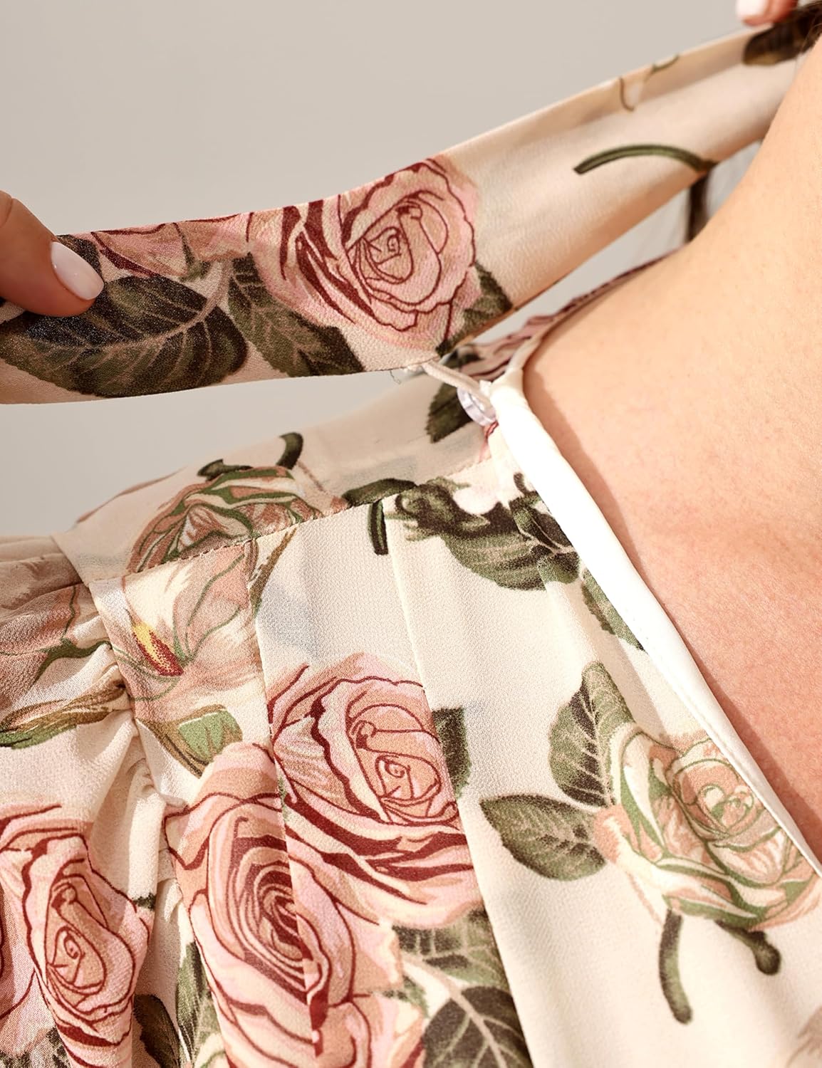 Plus Size Floral Maxi Dress Chiffon V Neck Flutter Sleeve Summer Wedding Guest Boho Long Dresses - Image 4