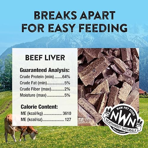 Miniatura 3 de Northwest Naturals Raw Rewards - Golosinas liofilizadas para perros y gatos - Hígado de carne - Alimento para mascotas sin gluten - 3 onzas