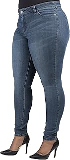 Poetic Justice Plus Size Women's Curvy Fit Blue Denim Five Pockets Skinny Jeans