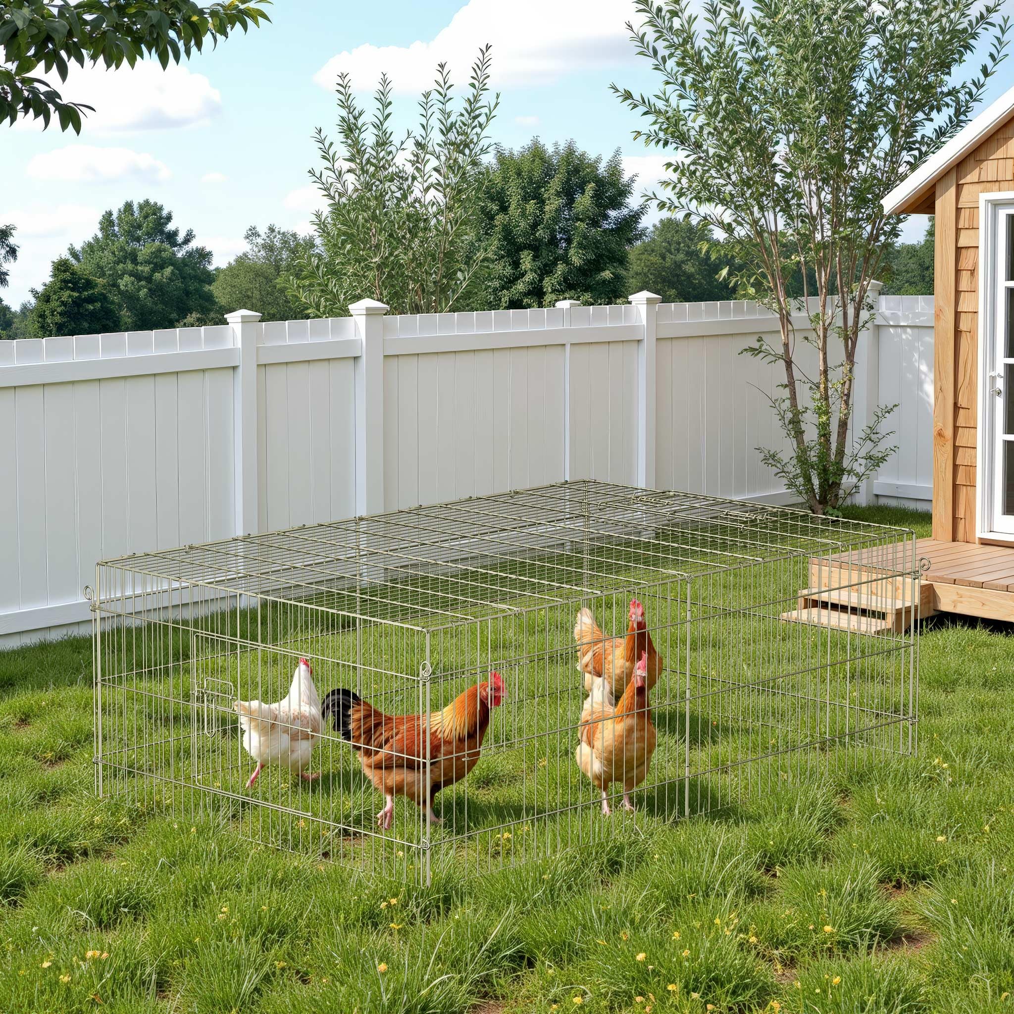 Recinto Jaula para Animales 216x116x65cm con protección Solar y antifuga, Corral para Mascotas