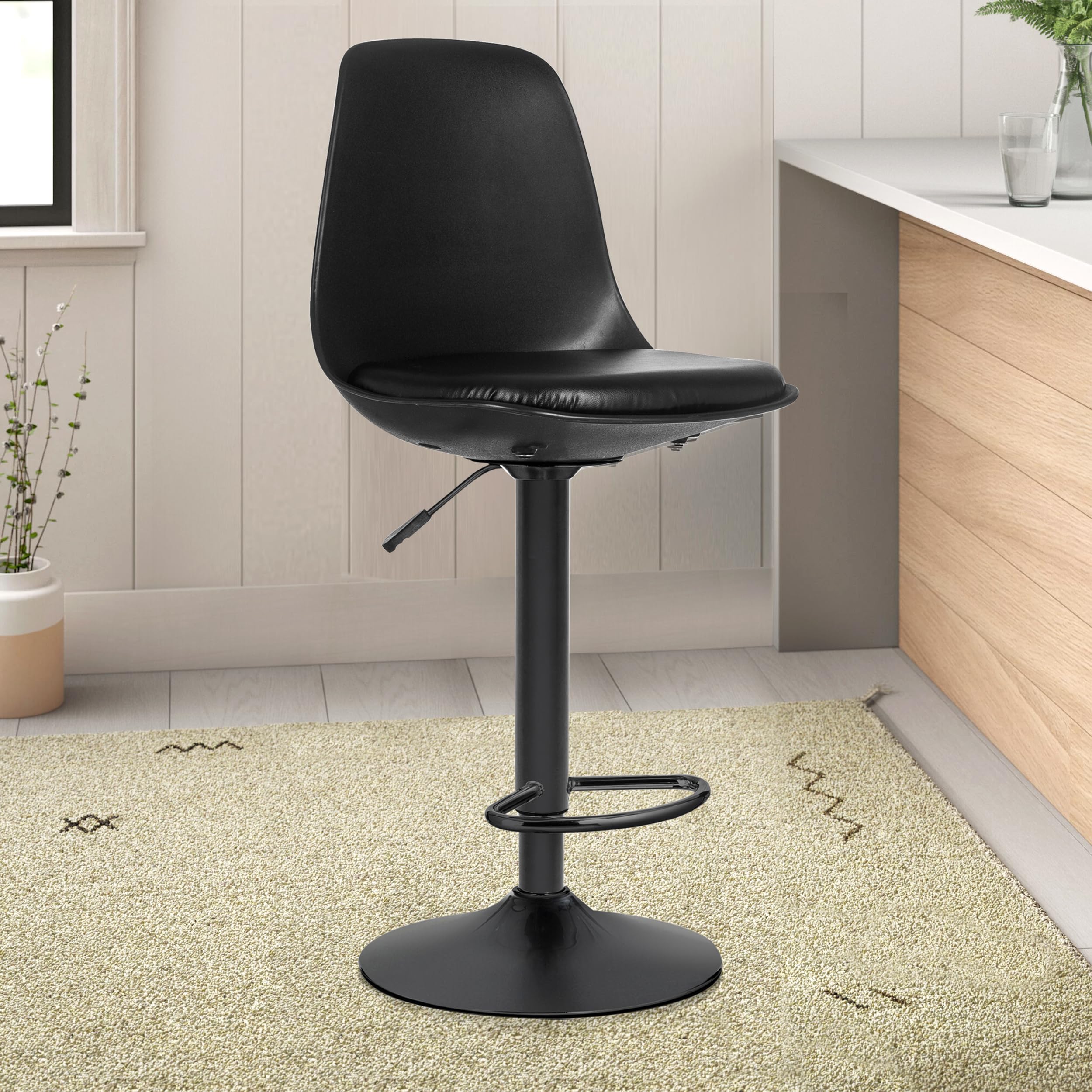 ASTRIDE Rapid High Bar Chair | Kitchen Stool in Black | 2 Years Warranty | [Upgraded Rust-Proof Heavy Duty Base]