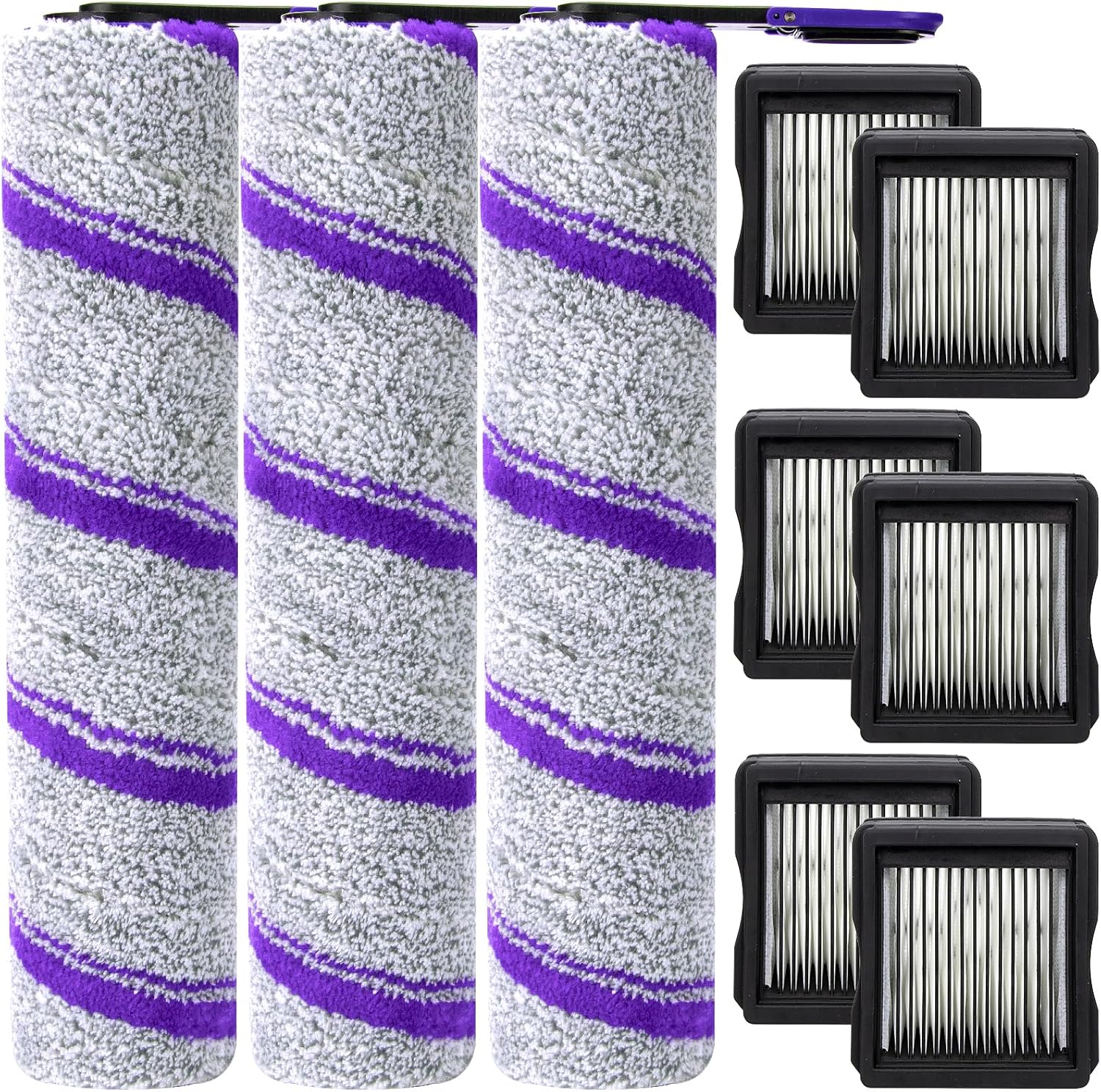 Replacement Kit Accessories Compatible with Narwal S30 Pro Cordless Wet Dry Vacuum Cleaner（3 Main roller brushes, 6HEPA Filter)
