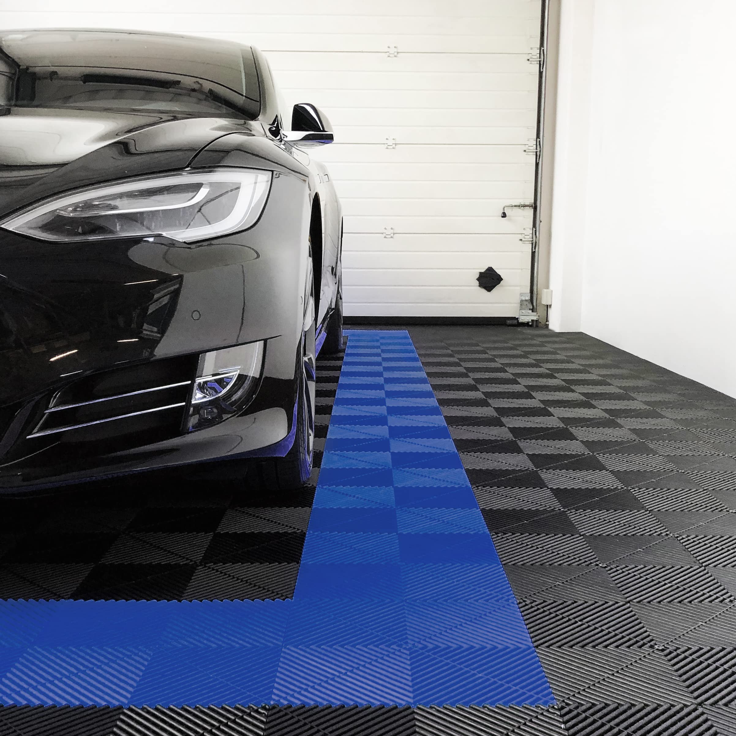 SOGI PAV-03-BL Kit piastrelle in PP per pavimento officina, garage - 40x40 cm - 1 mq - 10 mq - 50 mq - 100 mq - colore blu (1 mq = 6 piastrelle)