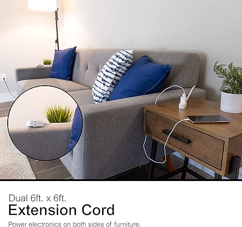 Miniatura 3 de Cable de extensión de 6 pies, 3, enchufe plano, 2 puntas, calibre 16, cubierta de salida de seguridad, clasificación interior, perfecto para