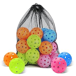 Sukeen Outdoor Pickleball Balls with Mesh Bag, 40 Holes Pickleball Balls Outdoor, High Bounce Pickle Balls for All Style Pickleball Paddles