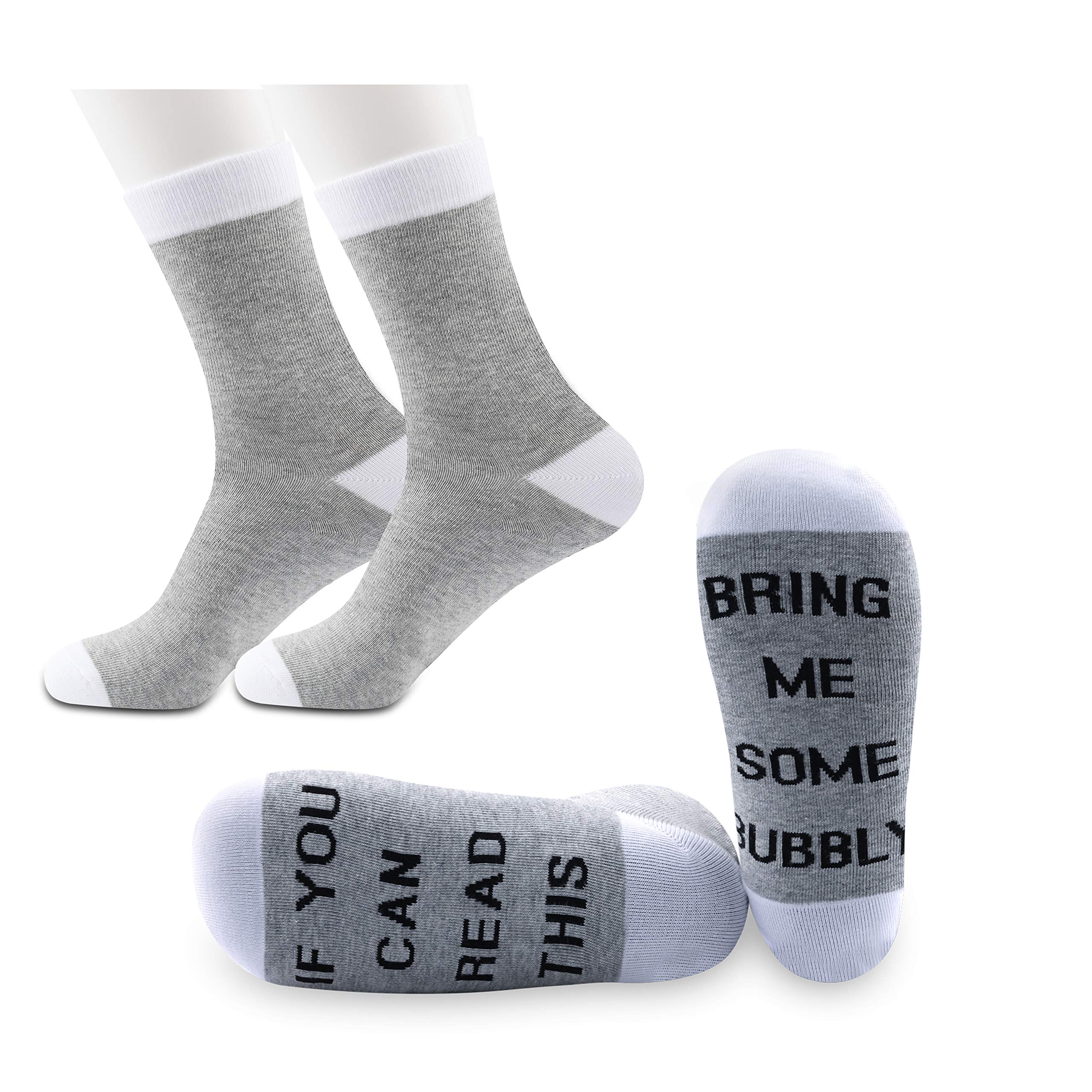 Generic Brands Women's Bring Me Some Bubbly Pyoul 2 Pairs Champagne Gifts You Can Read This Socks Unisex Novelty Wine Socks (Bring Me Some Bubbly)