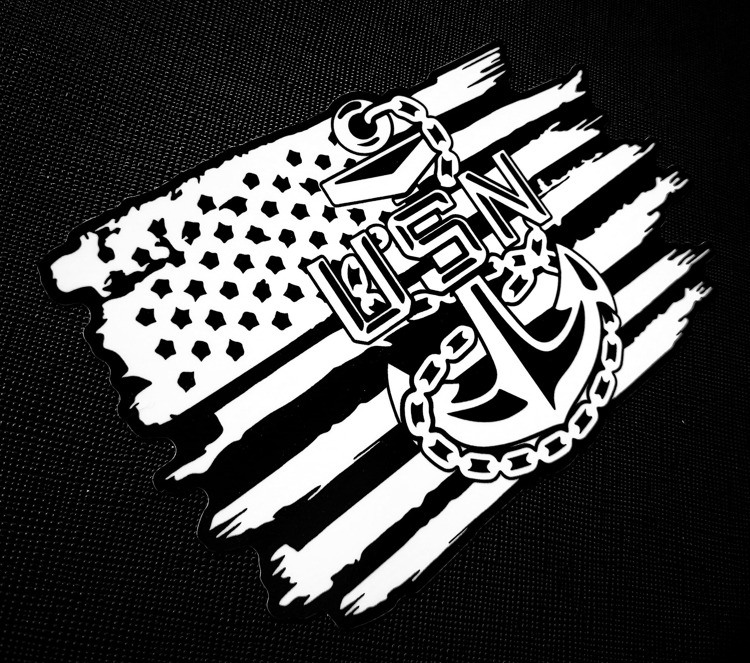 3M USN Veteran Sailor Anchor American flag weathered vinyl sticker decal (2 Decal Pack 2"x3.5")