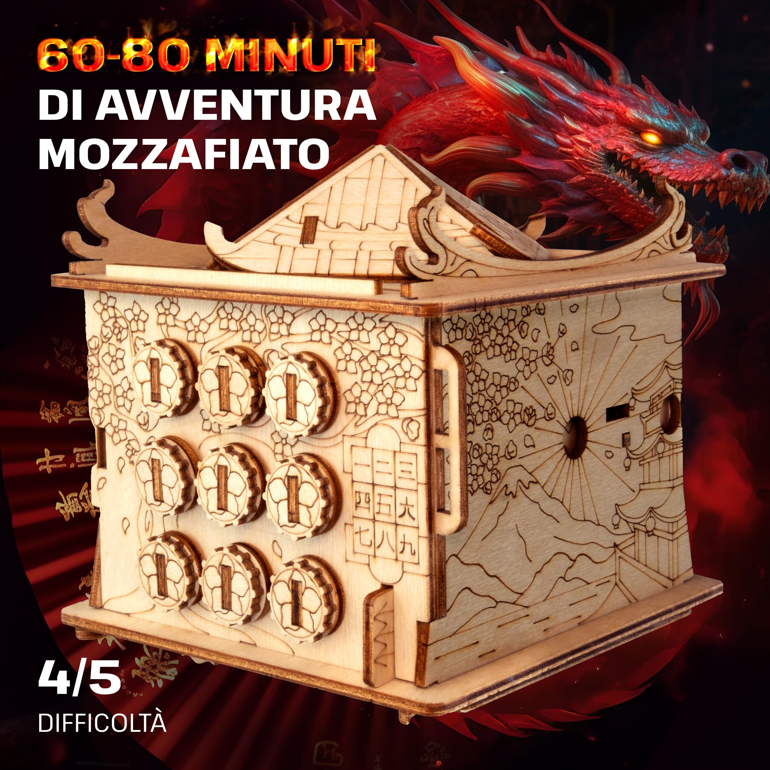ESC WELT House of Dragon - Puzzle 3d in Legno - Rompicapo in Legno Difficile - Escape Room Gioco da Tavolo - Scatola Segreta Rompicapo con Scompartimento Nascosto - Giochi di Logica per Adulti
