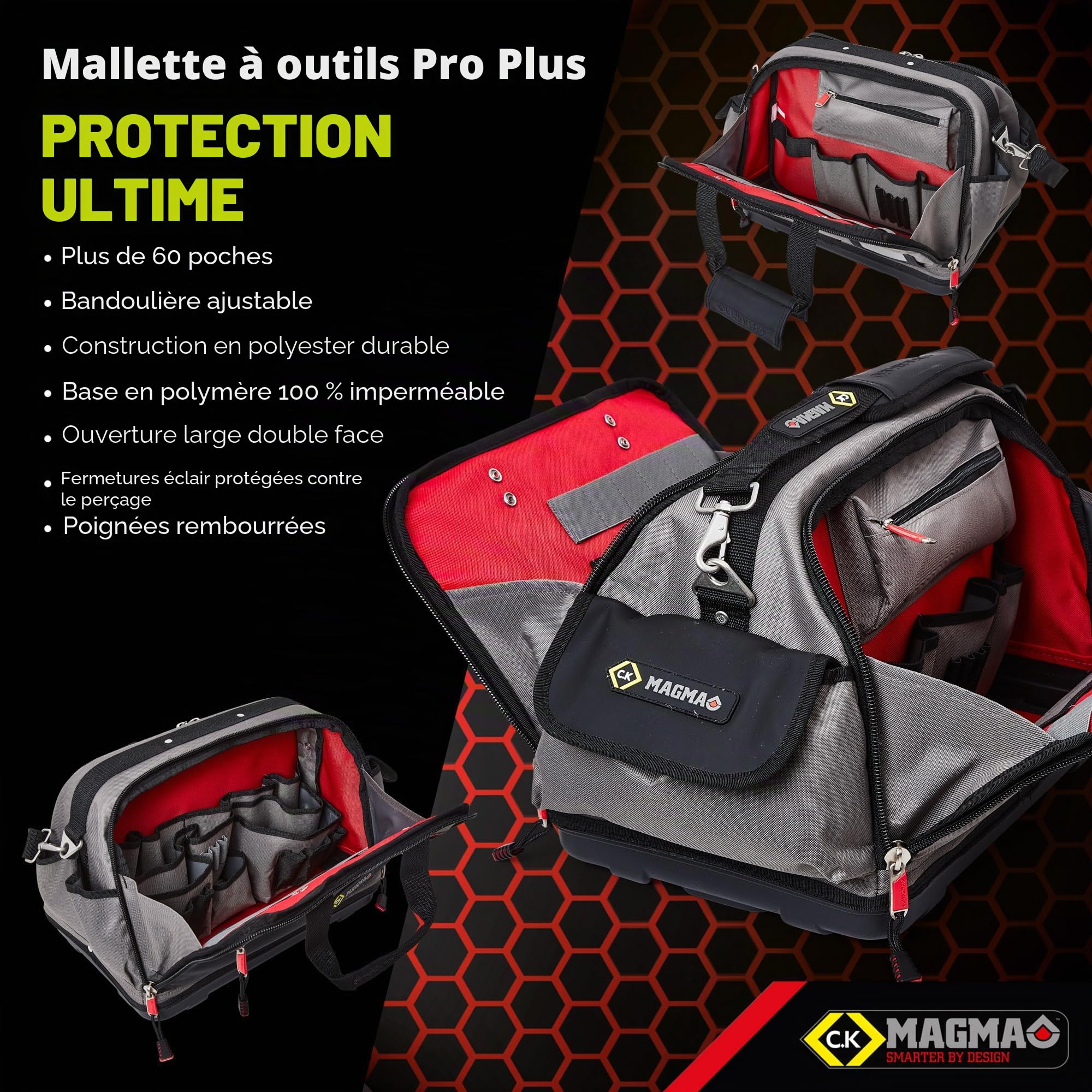C.K Magma Malette Outils Plus, Sac à Outils Vide de Electricien, Base Résistante à L'eau, Caisse a Outil de Technicien, Sacoche a Outillage, Boite de Rangement, Valise d'outils, Trousse, MA2640