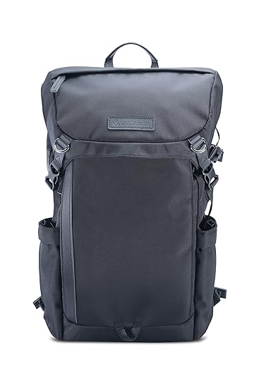 Vanguard Camera Backpack |VEO GO 46M BK I 1-2 DSLR/Mirrorless Cameras with Medium Lens Attached, 2-3 Lenses, Flash and Accessories I Upto 15 inch Laptop I Rain Cover Included, Black