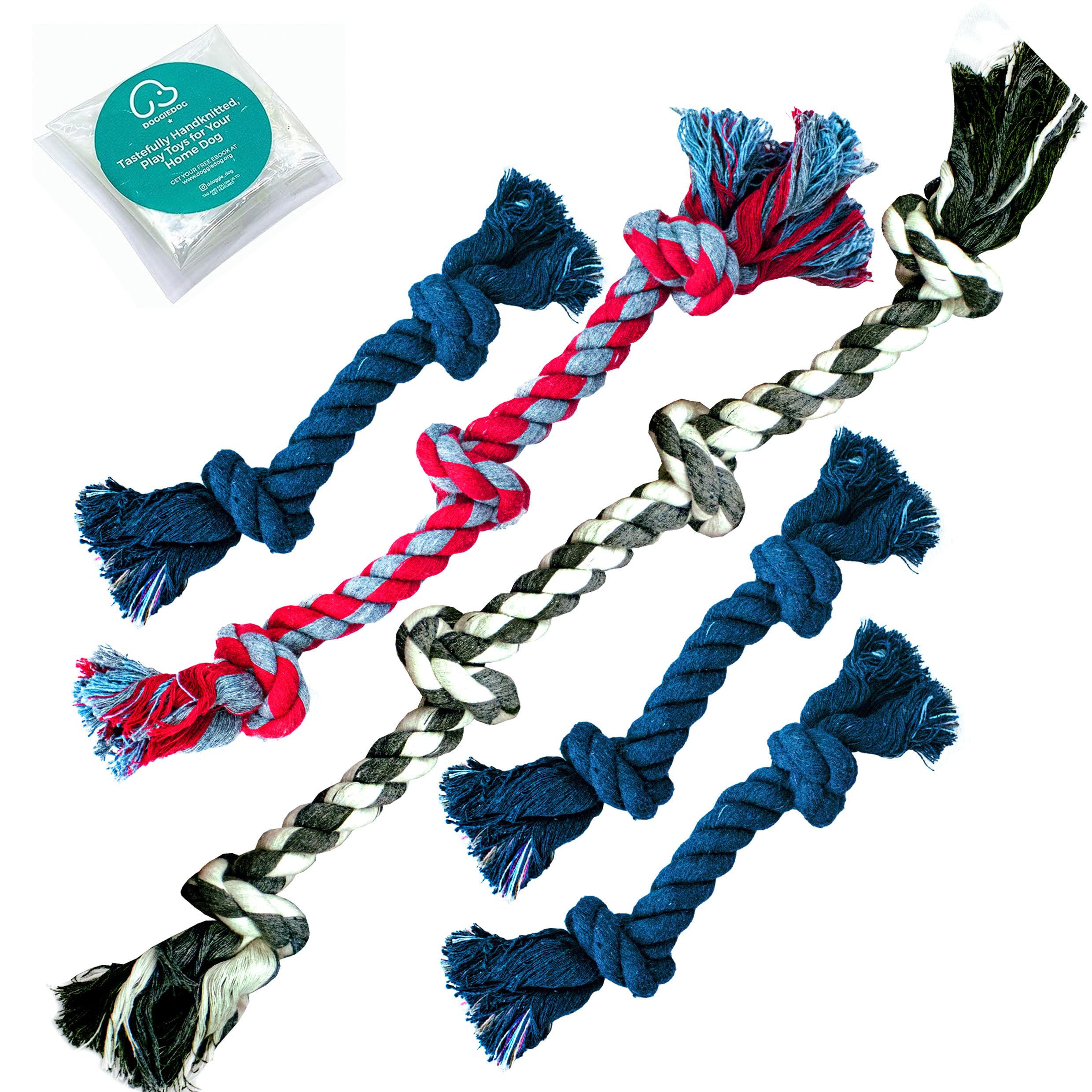 DOGGIE DOG Attractive Twisted Cotton Poly Mix Chew Dog Rope Toys for Adult Large Dogs for Teething Suitable for Large Breed Aggressive chewers (5 Knot) (B0CDV2NFCM) Amazon Price History, Amazon Price Tracker