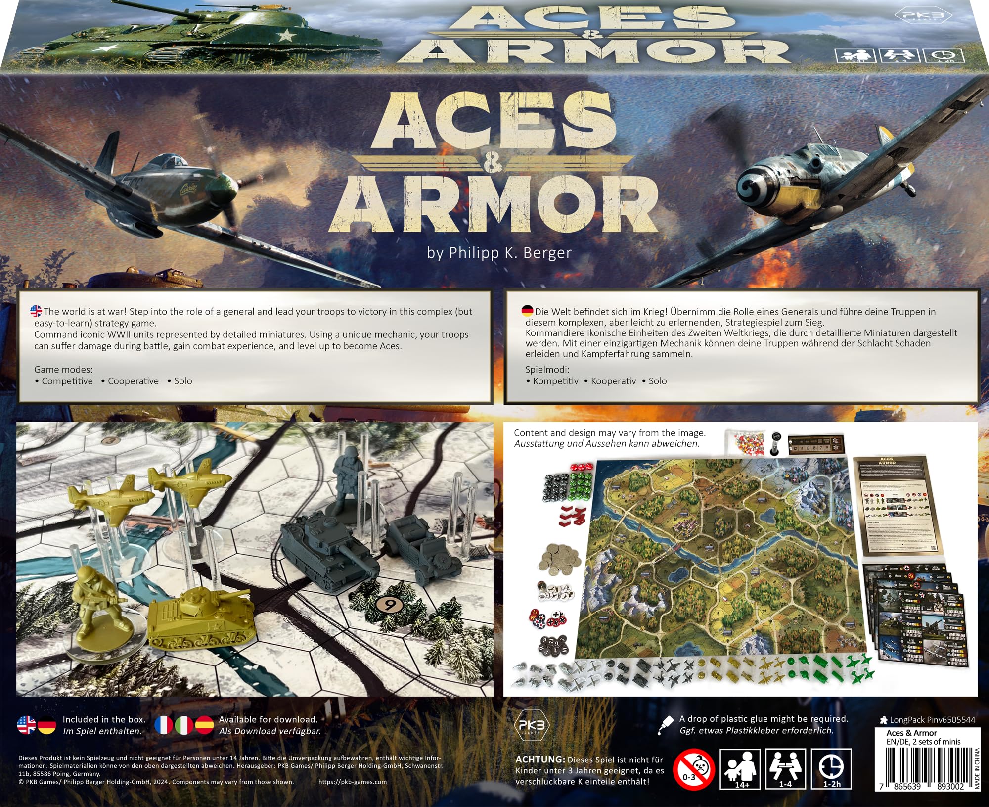 Aces & Armor, Gra planszowa z miniaturkami wojennymi z II Wojny Światowej, Strategia, Od 14 lat, 1-4 graczy, 1-2 godziny czasu gry