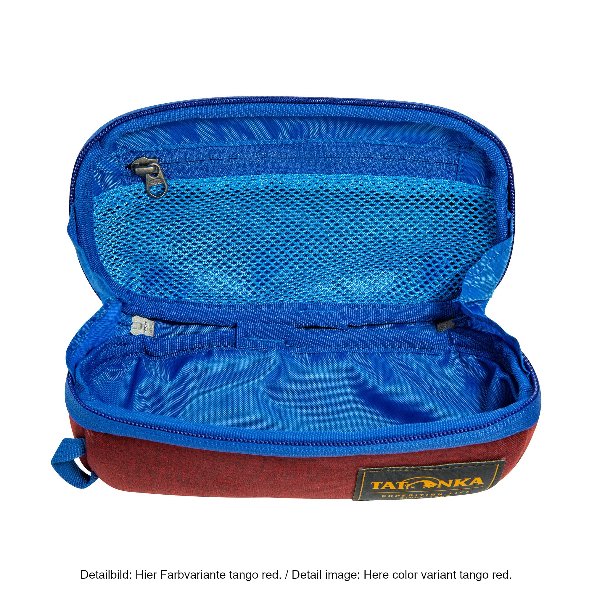 Tatonka Kosmetyczka Square Zip Pouch S (1 l) – rozkładana torba na pranie z 2 kieszeniami siatkowymi na zamek błyskawiczny, bez PFC/PFS – 8 x 19 x 7 cm (granatowa)