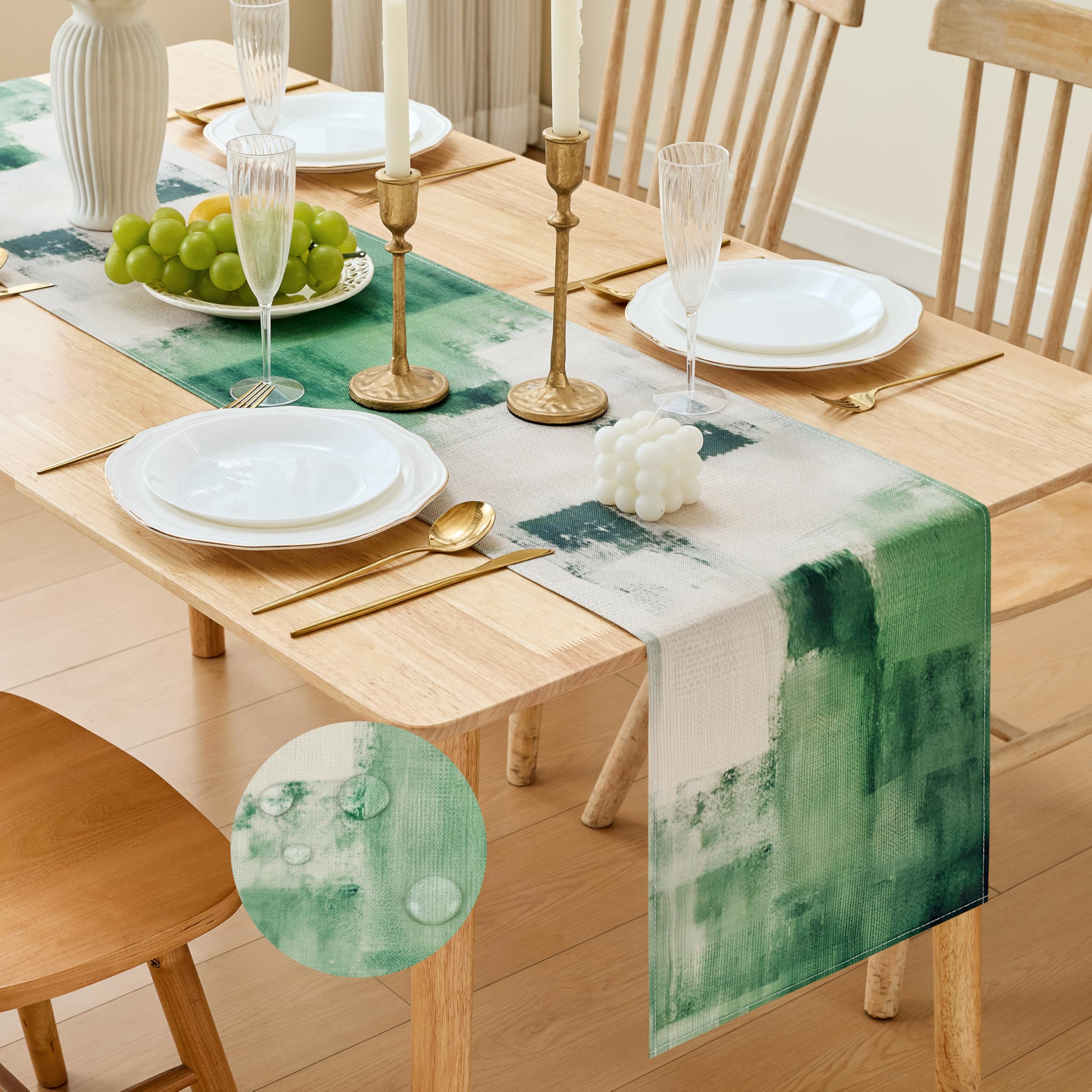 MAIBAOTA Green Waterproof Modern Table Runner