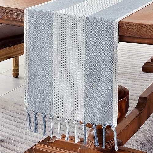 Miniatura 11 de Wracra Manteles Individuales de Lino, Juego de 6 Manteles Individuales de 12 x 18 Pulgadas, Manteles Individuales de Macramé Estilo Granja para Mesa