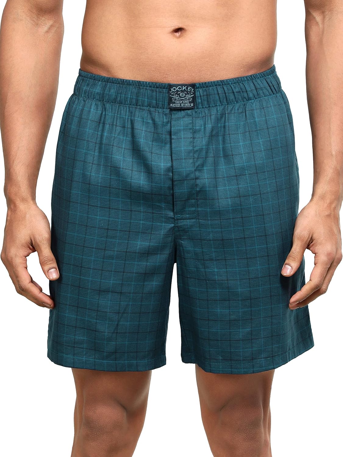 Jockey HG18 Men’s Tencel Lyocell Cotton Checkered Boxer Shorts with Side Pocket
