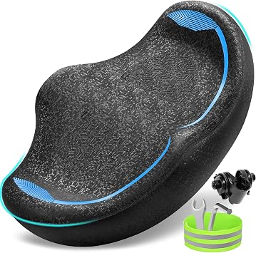 CDYWD Noseless Oversized Bike Seat for Men Women Comfort, Extra Wide Padded Bicycle Seat Cushion, Large Comfortable Bike Saddle for Peloton, Stationary Exercise Bike, Beach Cruiser, City Bike, Ebike
