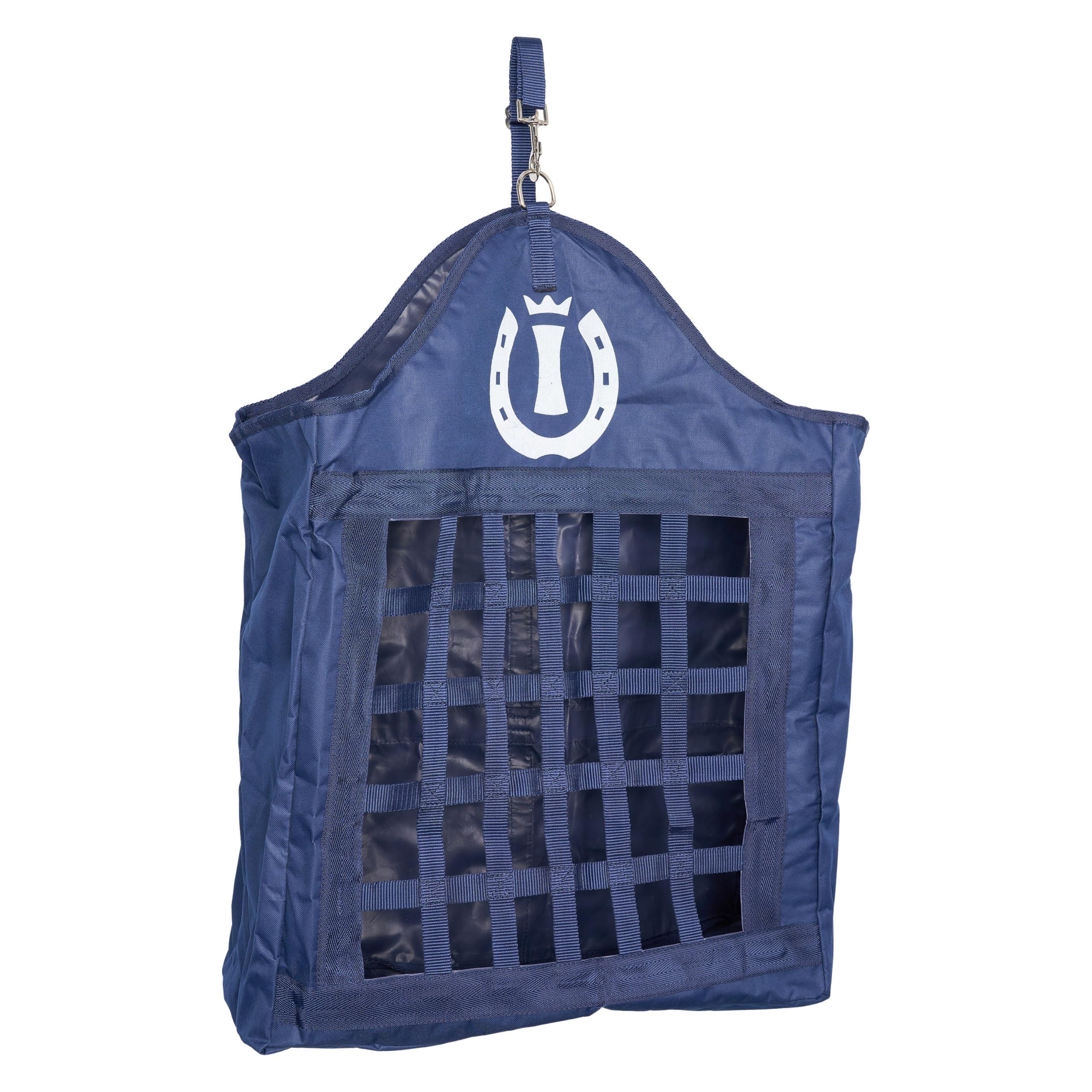 Imperial Riding IRH Eat Up Hay Bag with Hanging System and Large Front Opening, Robust Hay Bag for Stable and Trailer, Navy, 1 Size