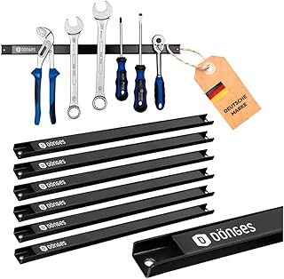 Dönges Magnetleiste 6er Set Schwarz - Werkzeughalter Wand | 46cm aus Stahl | 23kg Tragkraft | Magnetischer Werkzeug-Organizer für Werkstatt, Garage, Schuppen | Rostfrei, inkl. Schrauben