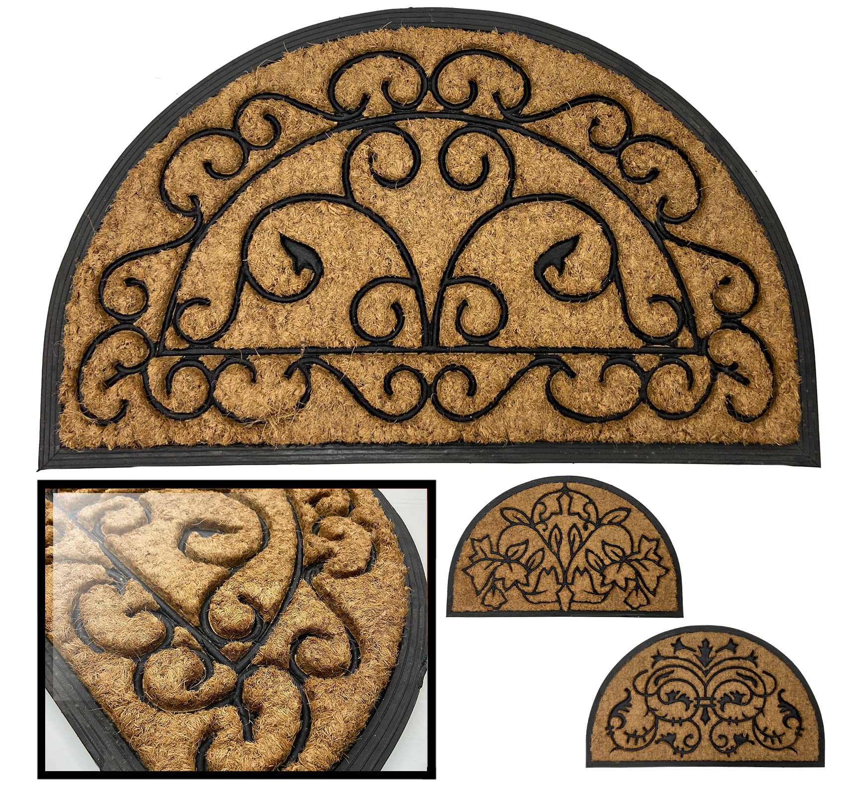 LucaHome - Felpudo Sprint 1 45x75cm Entrada a casa Premium, Felpudo 100% Fibra de Coco Natural con Forma Semicircular y Ideal para Exteriores