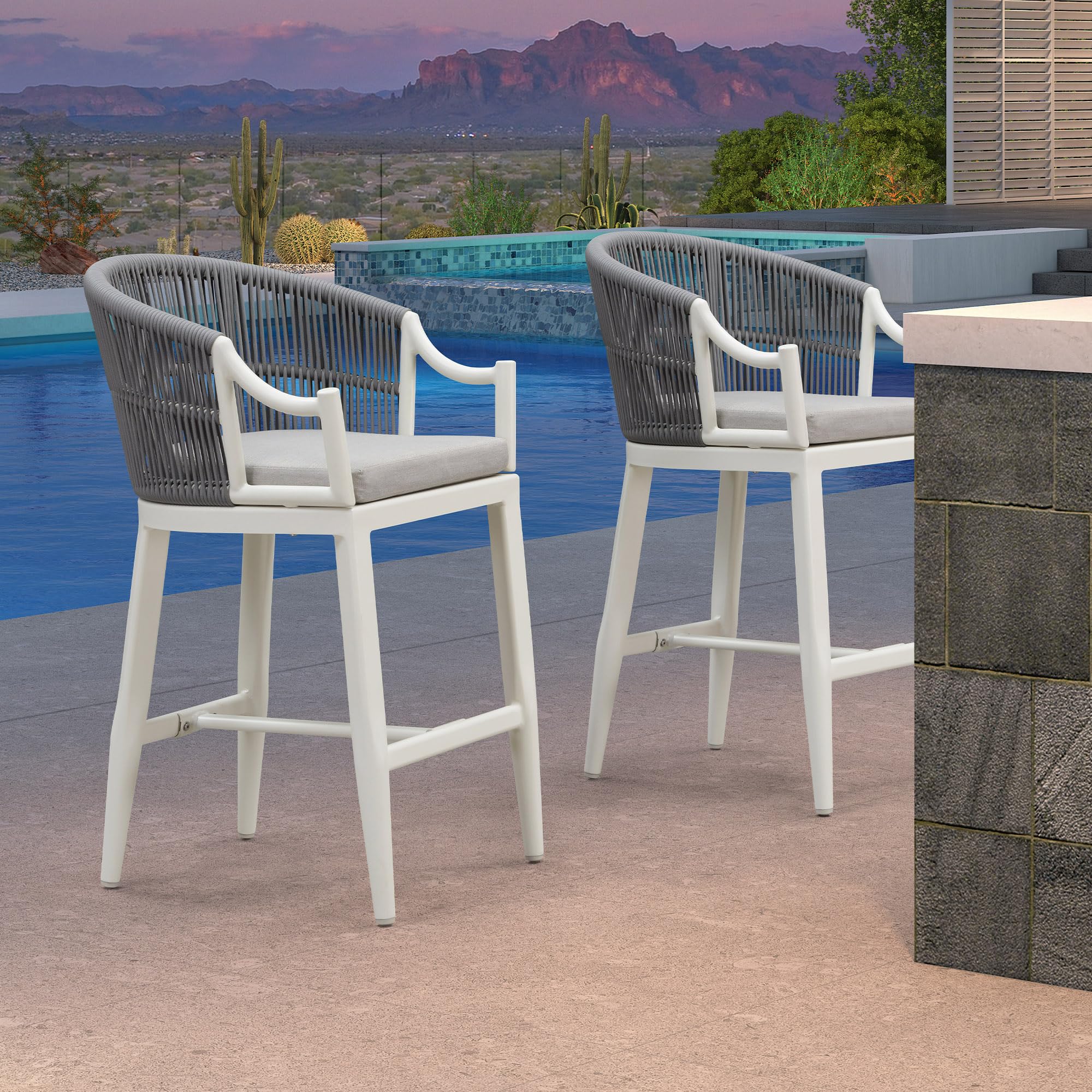 Amazon.com : PURPLE LEAF Counter Height Bar Stools Set of 2 Patio ...