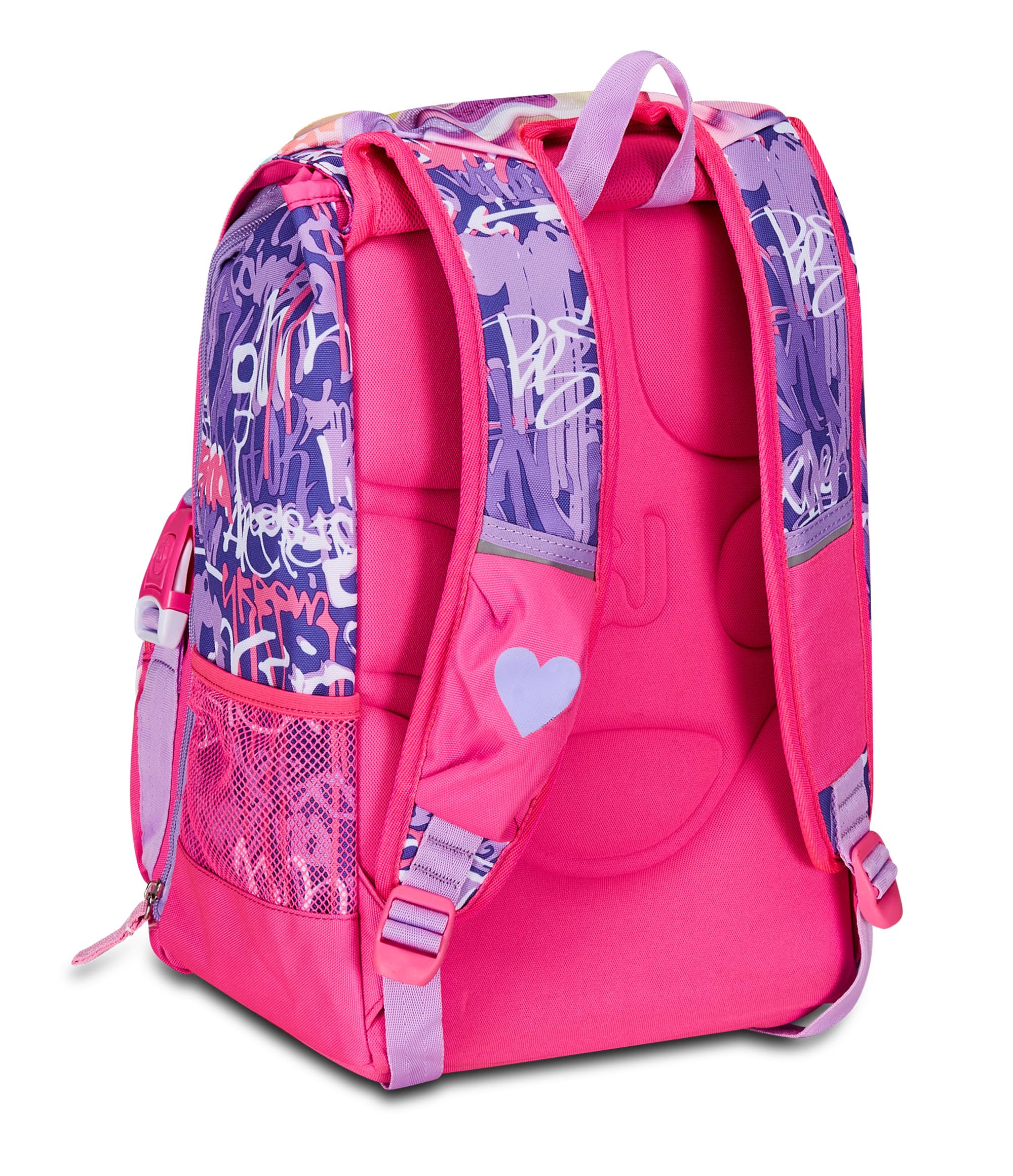 SJ GANG STYLE JAM GANG Zaino Scuola Estensibile, Rosa, Sphere Full Girl, Zaino Doppio Scomparto Estensibile Tramite Zip Laterali, Tasca Porta Borraccia, Scuole Elementari e Medie, Bambina Ragazza