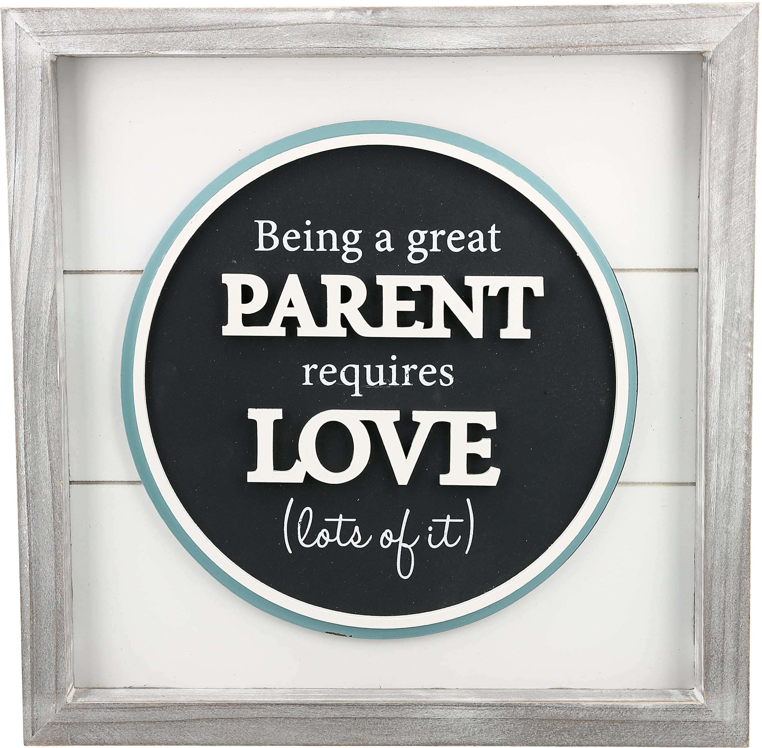 Pavilion Gift Company - Placca con scritta "Being a Parent Requires Lots of Love", divertente decorazione per la famiglia, arte da parete per genitori, divertente regalo per la festa della mamma, 1