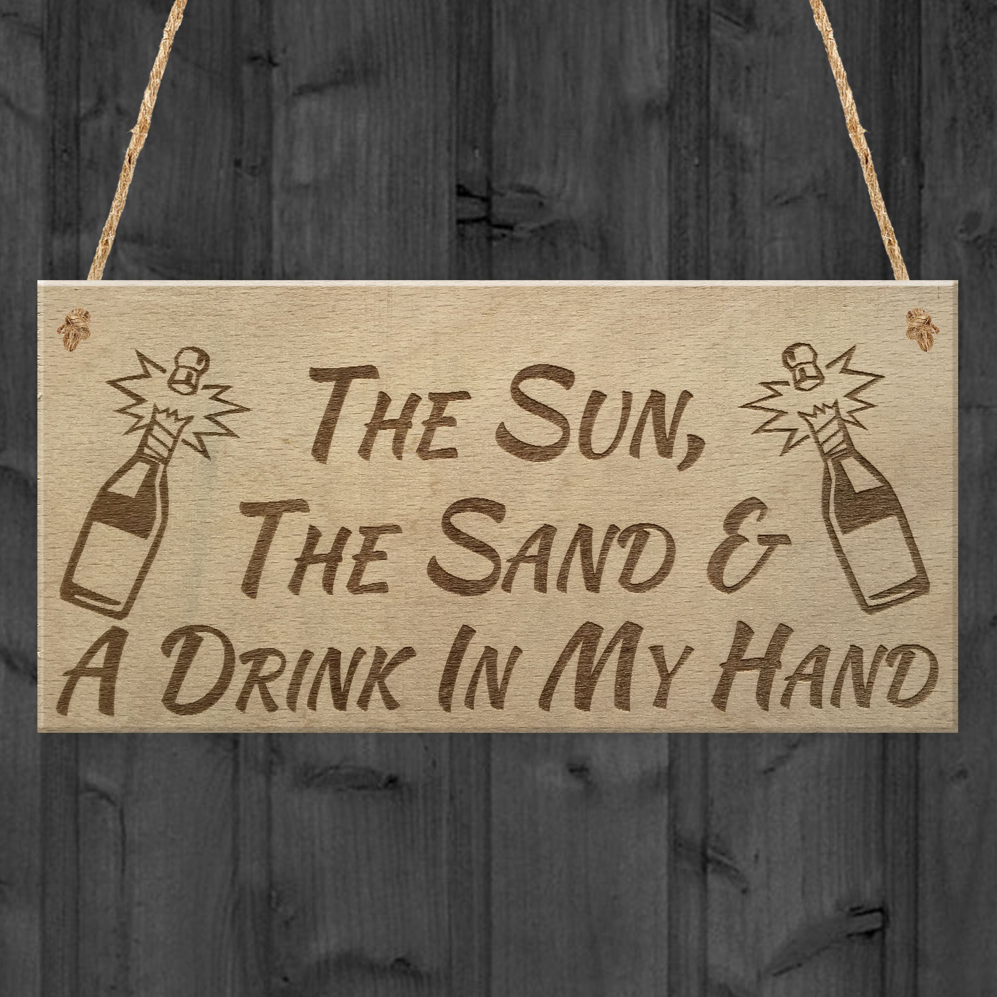 Red Ocean Sun Sand Drink Beach Alcohol Friendship Home Gift Hanging Plaque Bes Friend Sign