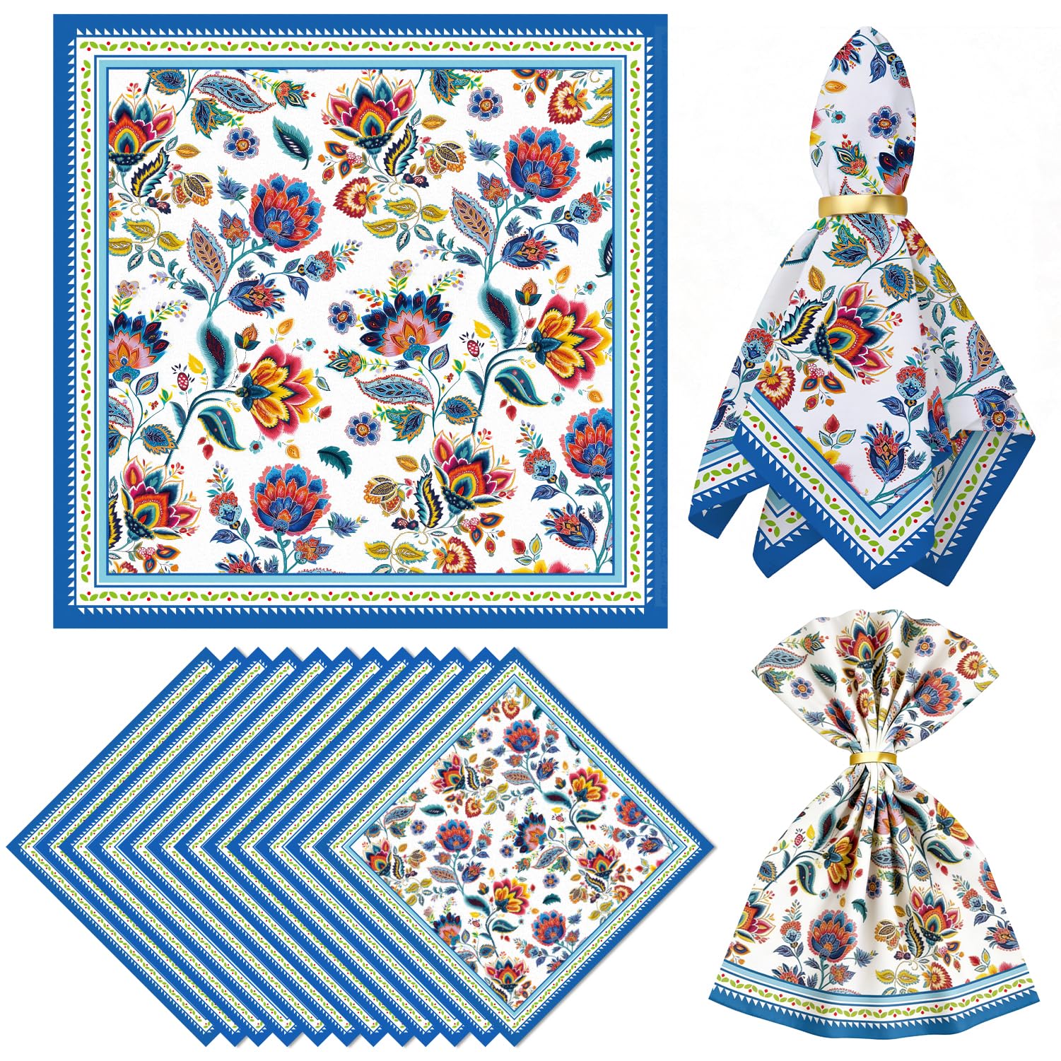 Serviette à motifs floraux réutilisable en polyester pour table de cuisine