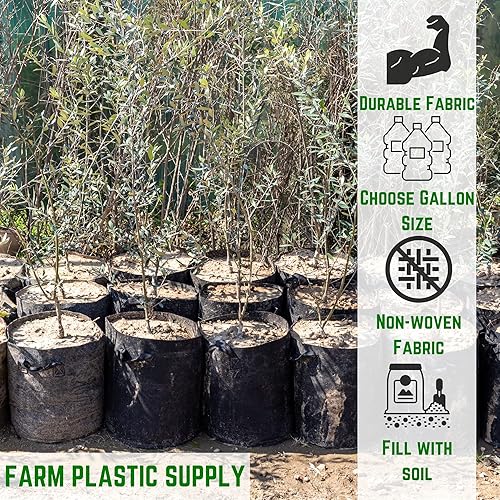 Farm Plastic Supply 10 bolsas de cultivo de aireaciĂłn macetas de tela con asas (7 galones) Farm Plastic Supply 10 bolsas de cultivo de aireaciĂłn macetas de tela con asas (7 galones)