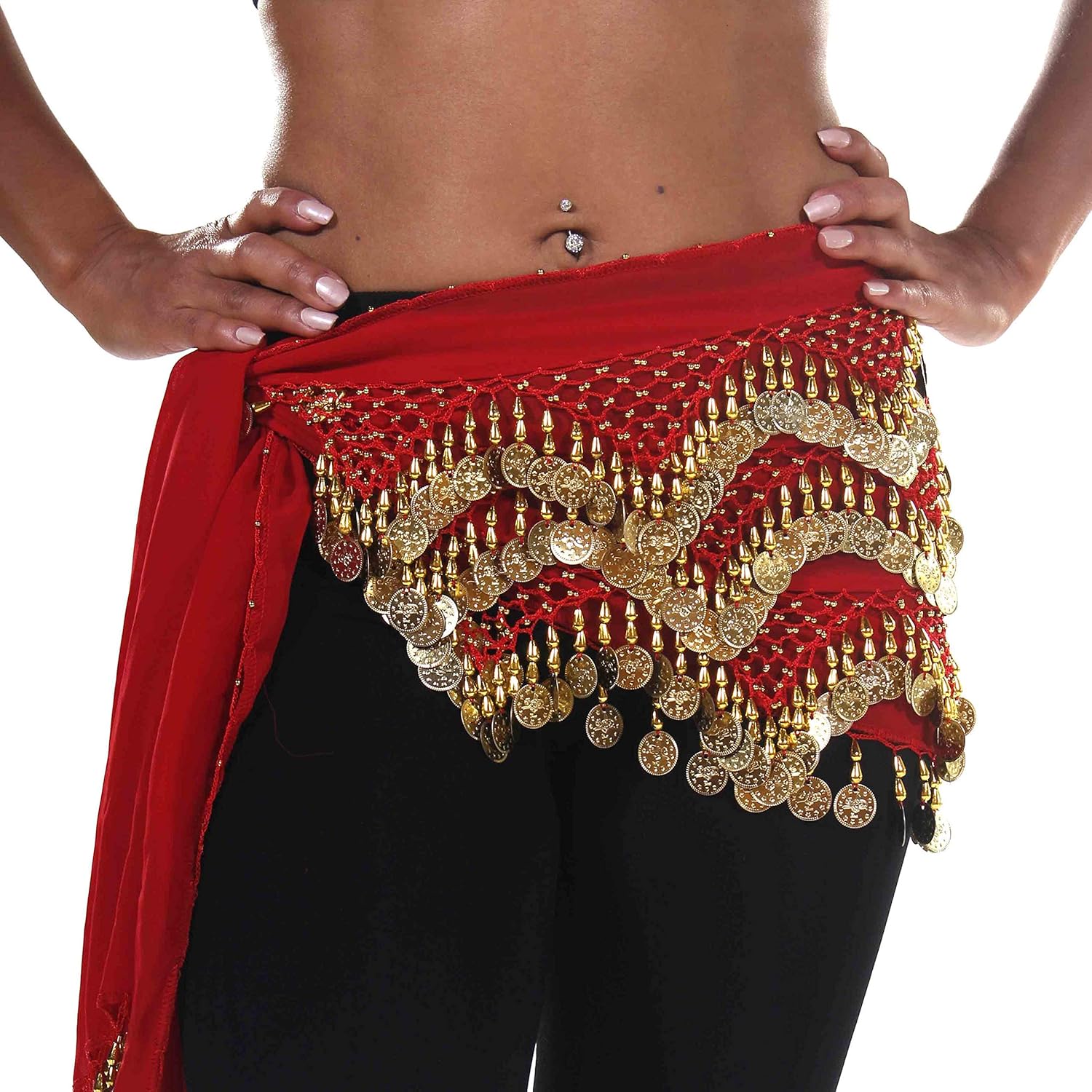 Belly Dance Chiffon Colorful Bead & Coin Hip Scarf | WINDING WINDS