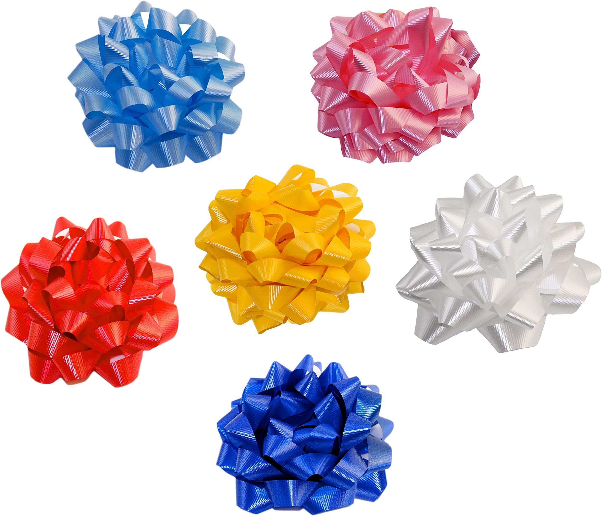 Pack of 6 Self Adhesive Extra Large Confetti Gift Bows in Assorted Colors