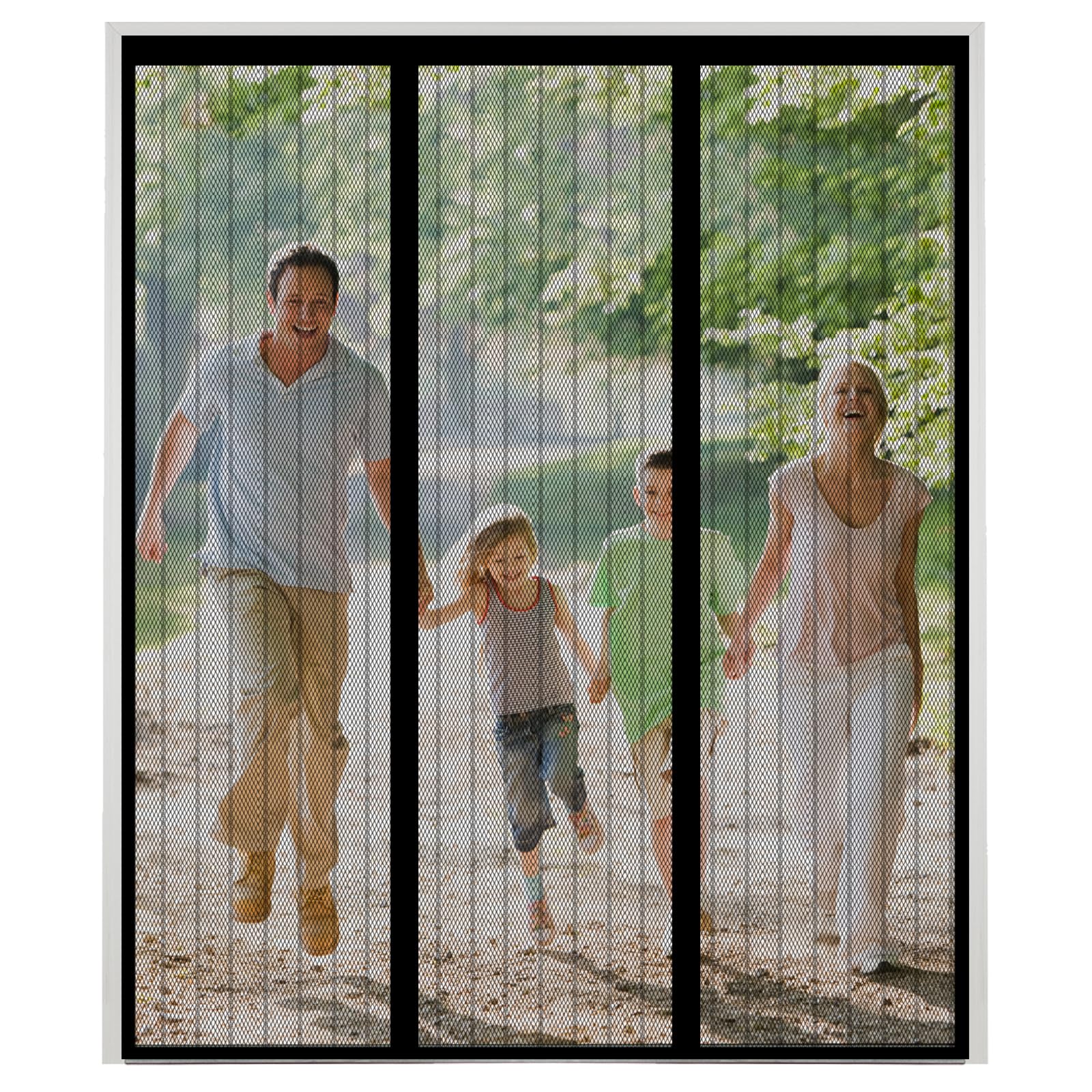 Magnetic Fly Screen Door, Black Double Door Screen Curtain for Sliding Door, Anti Mosquito Polyester Mesh Screen Door, Heavy Duty Bug Mesh Curtain,Install Without Drilling, Lets Fresh Air in,300x220cm — image 1