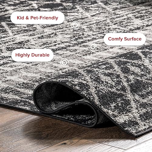 Miniatura 3 de nuLOOM - Alfombra decorativa marroquí Blythe, 2 pies x 3 pies, negro