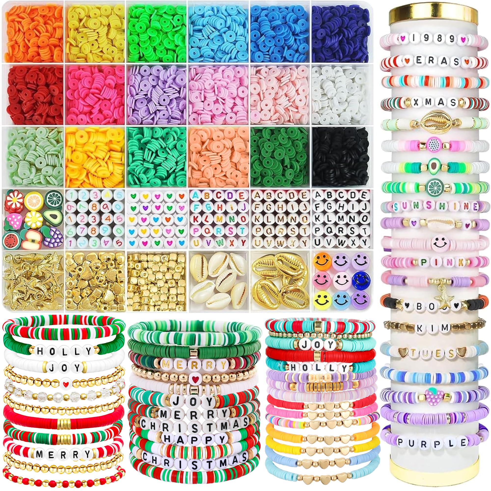 OHOME Stocking Stuffers for Kids - 5300 Clay Beads Bracelet Making Kit,Arts and Crafts for Kids Ages 8-12,Christmas Gifts Crafts Games Toys for 3-10 Year Old Birthday,Travel Essential