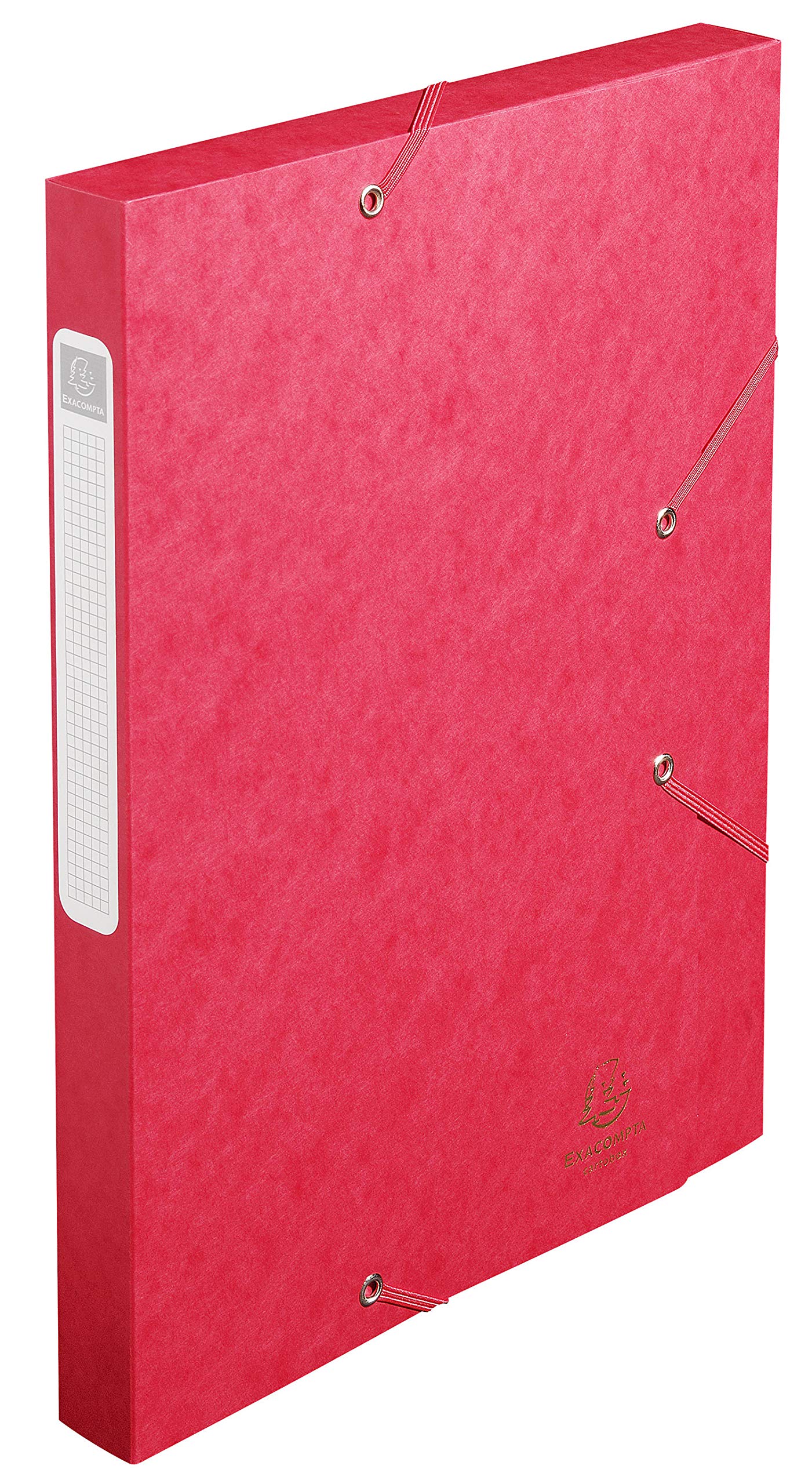 Exacompta - Ref 18509H - Cartobox Pressboard Filing Box - 25 x 33cm, Suitable for A4 Documents, Elastic Straps on 2 Corners, 25mm Spine, FSC-Certified - Red